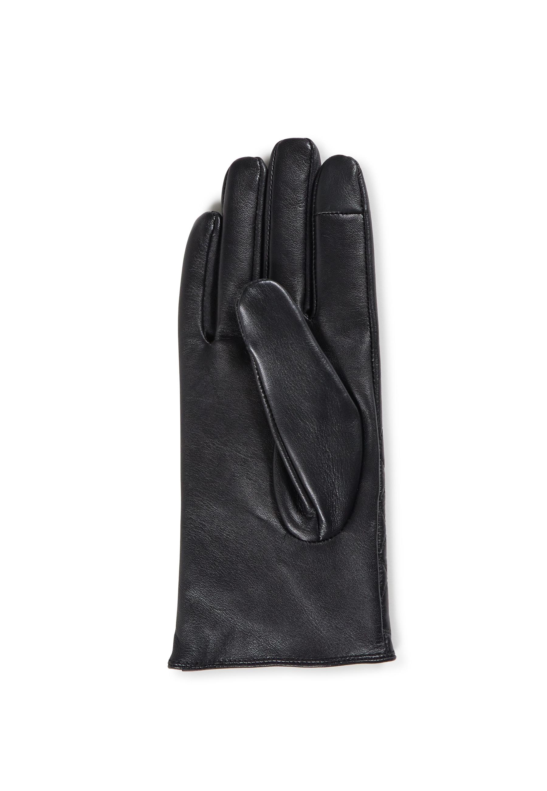 CASH-MERE.CH Lederhandschuhe mit caro style und Touchscreen tauglich