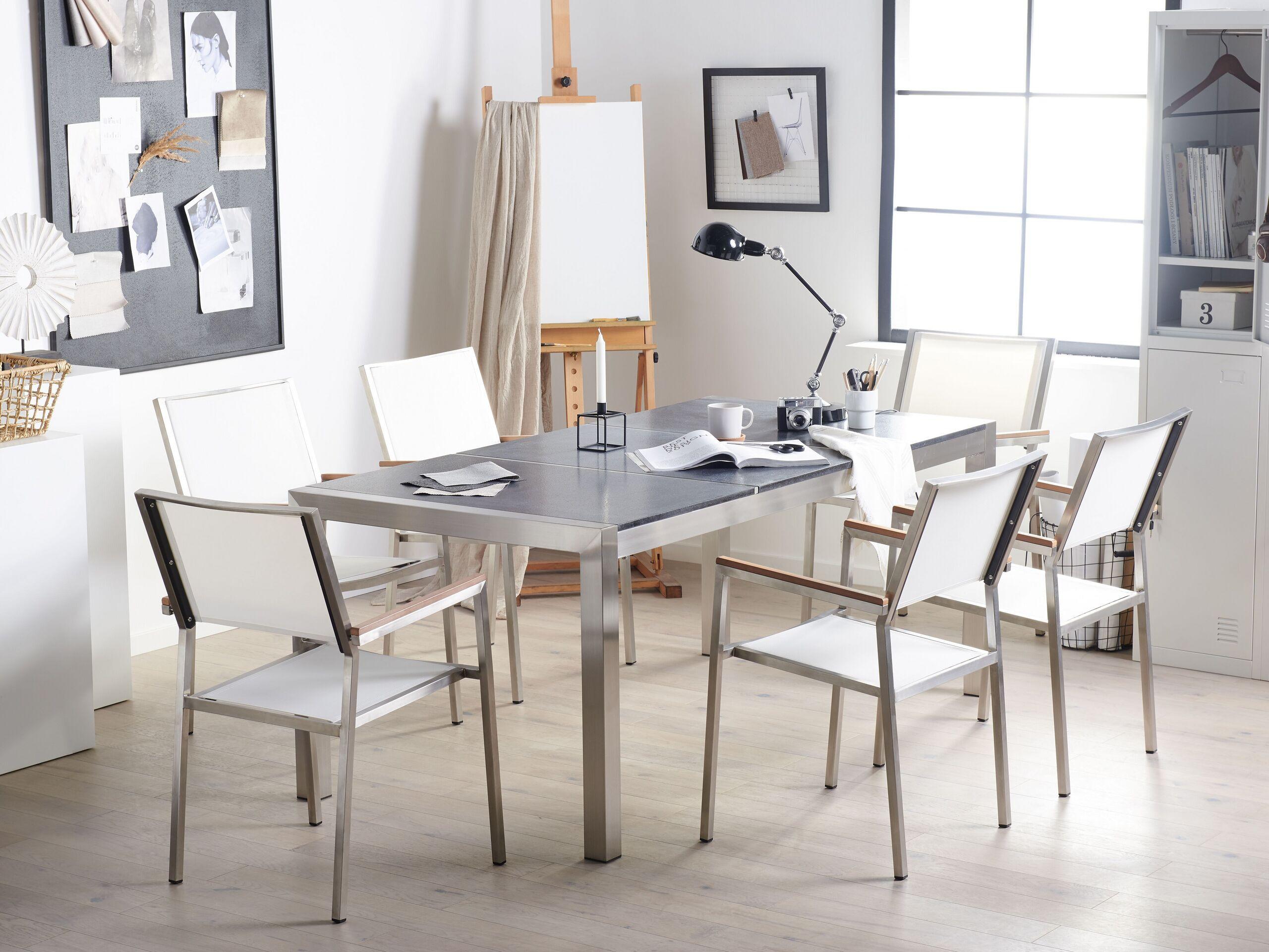 Beliani Gartentisch aus Granit Industriell GROSSETO