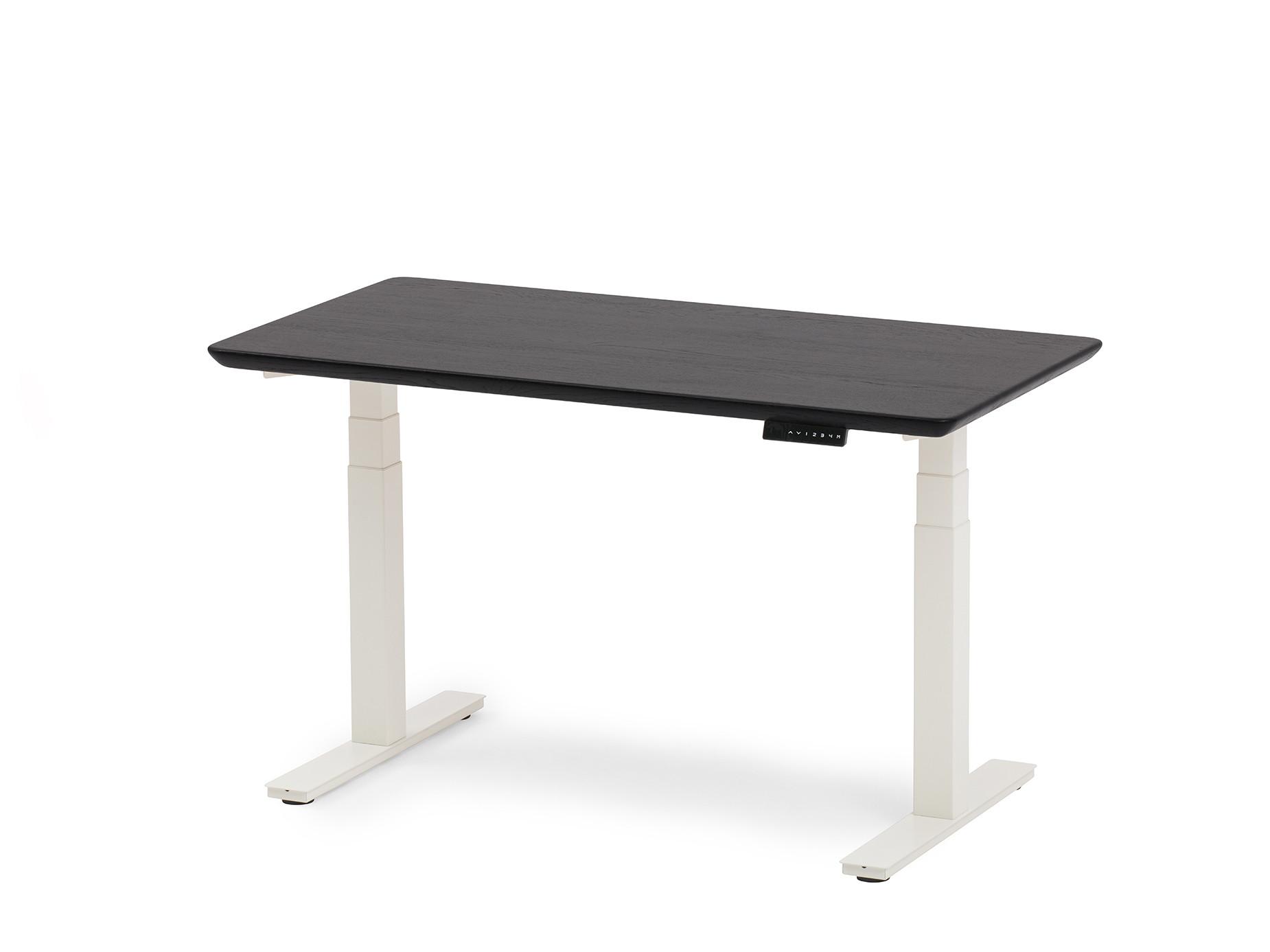 Oakywood Standing Desk Holztisch mit Höhenverstellung - aus Massivholz - Schwarz / 140x70 / Weiß