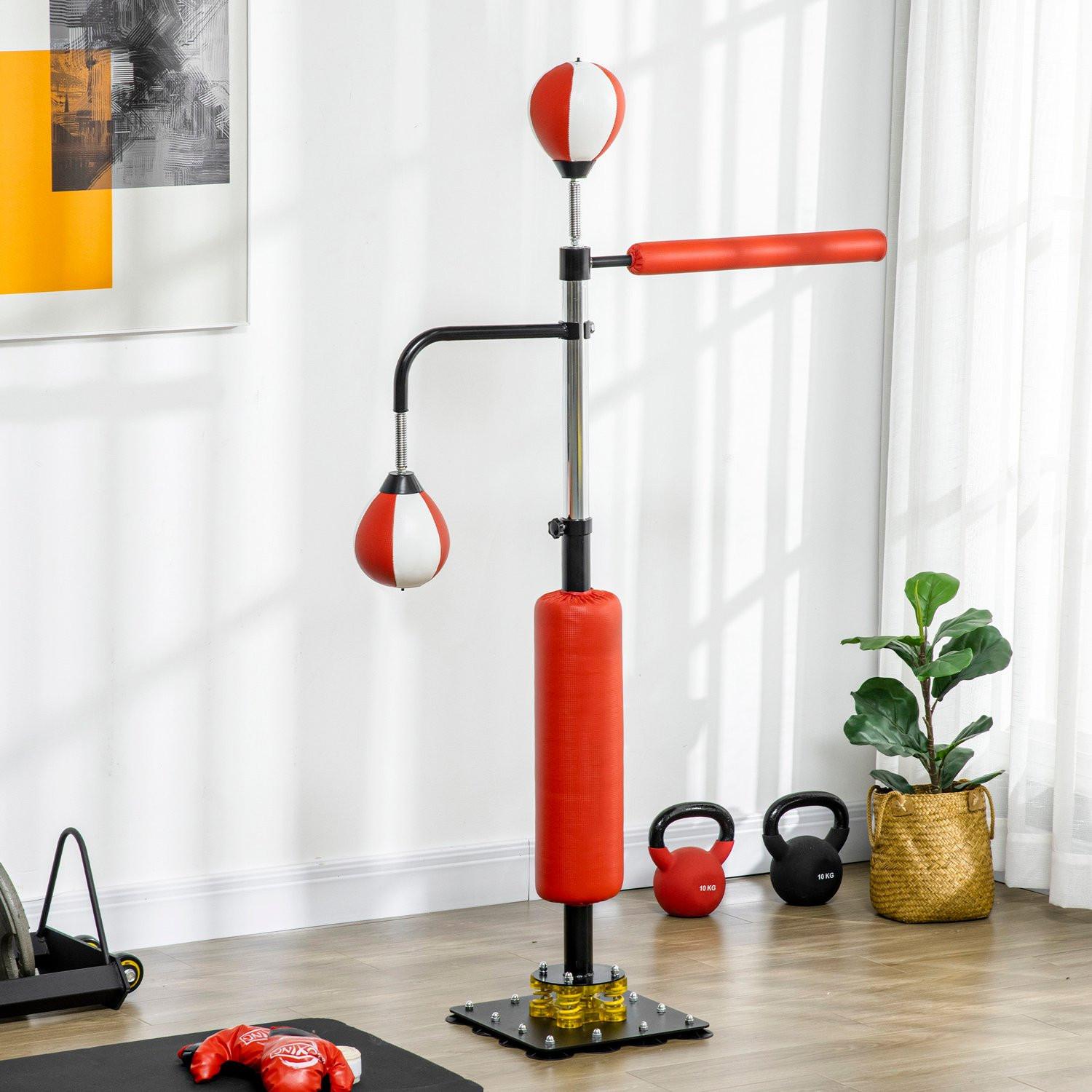 Northio Standbox Freistehender Boxsack 140-205Cm Höhenverstellbarer Standbox-Trainer Mit 2 Speedbällen Reflexstange Saugnapf-Basis Für Erwachsene
