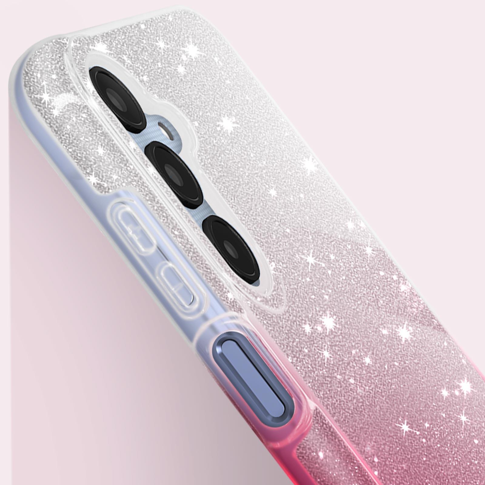 Avizar Glitter Hülle Samsung A25 5G Clear /Rosa