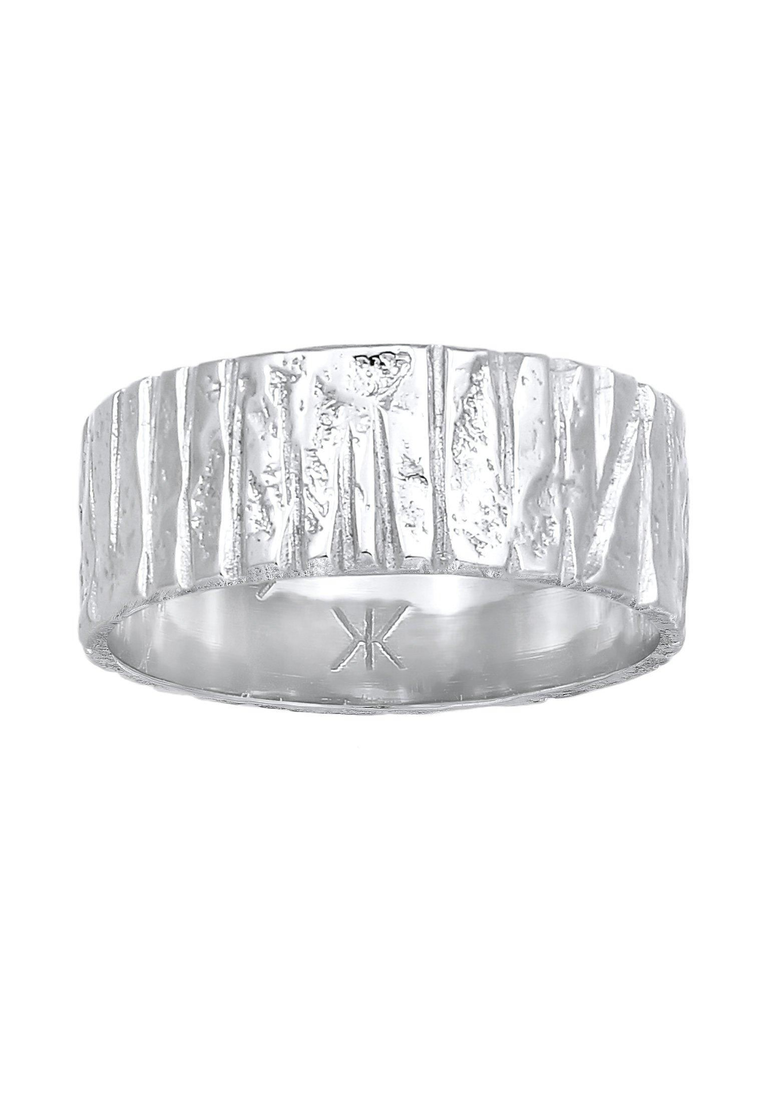 Kuzzoi Ring Bandring Breit Struktur Gehämmert 925 Silber