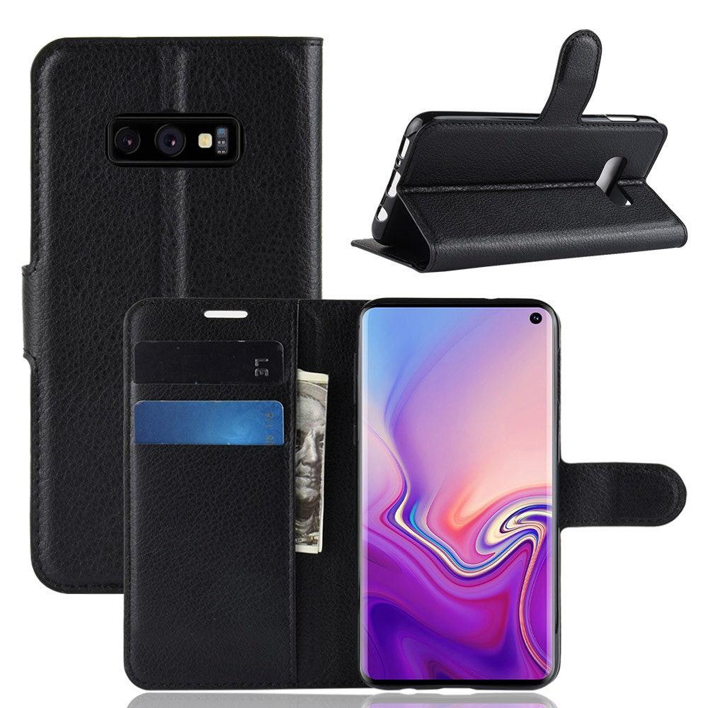 Cover-Discount Galaxy S10e - Leder Etui Hülle Mit Kartenfächern Schwarz