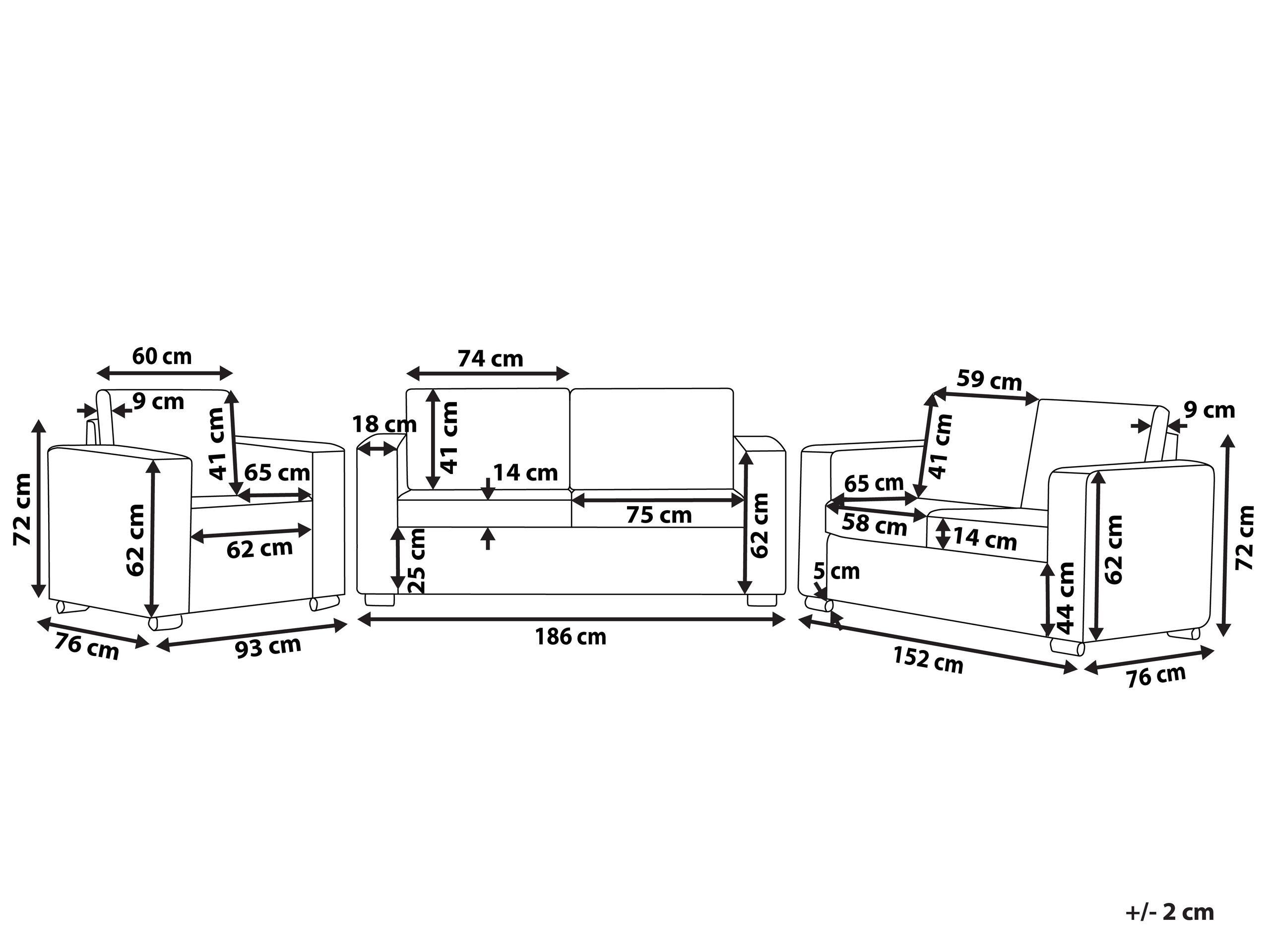 Beliani Wohnzimmer Set aus Spaltleder Industriell HELSINKI