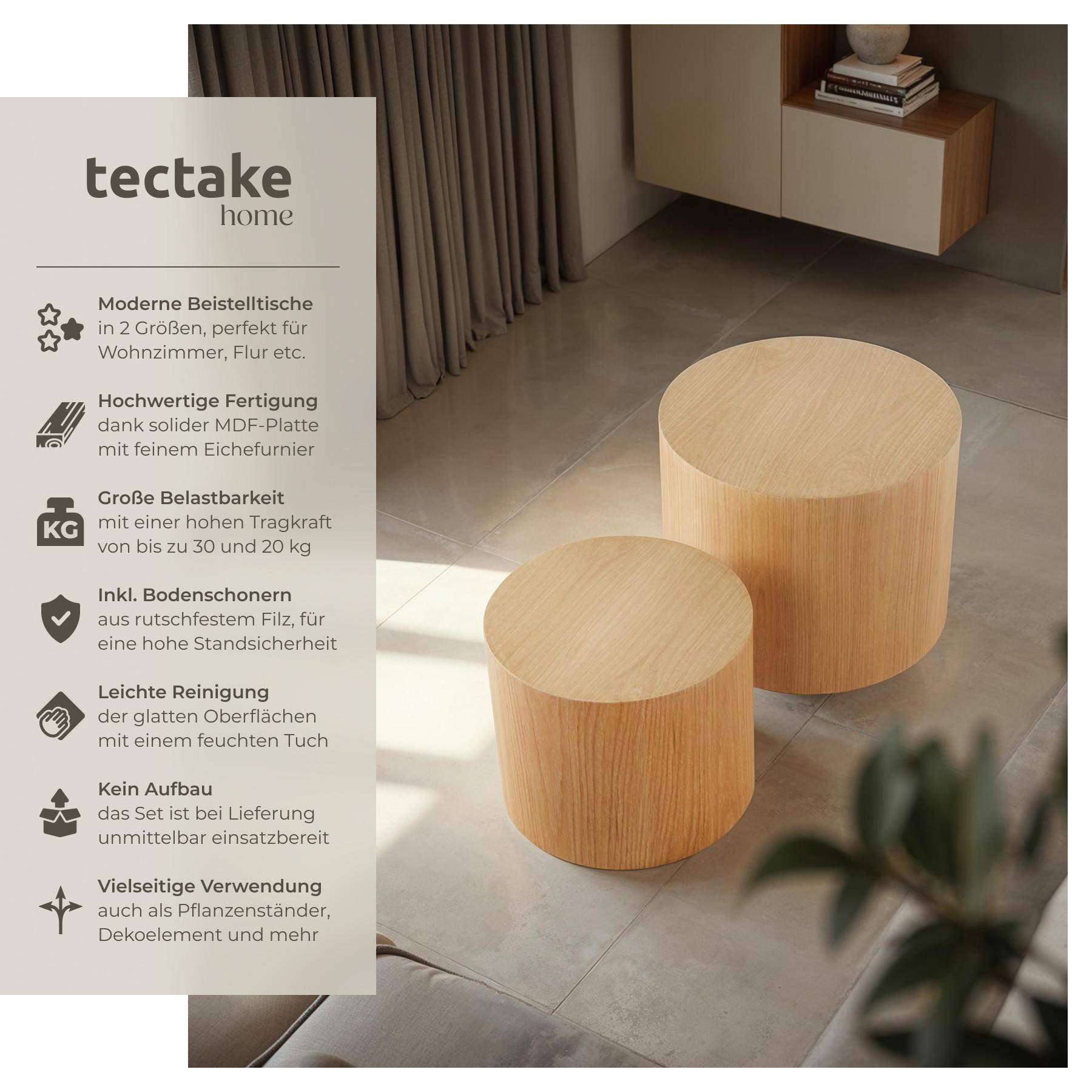 Tectake 2er Set Couchtische Danny rund