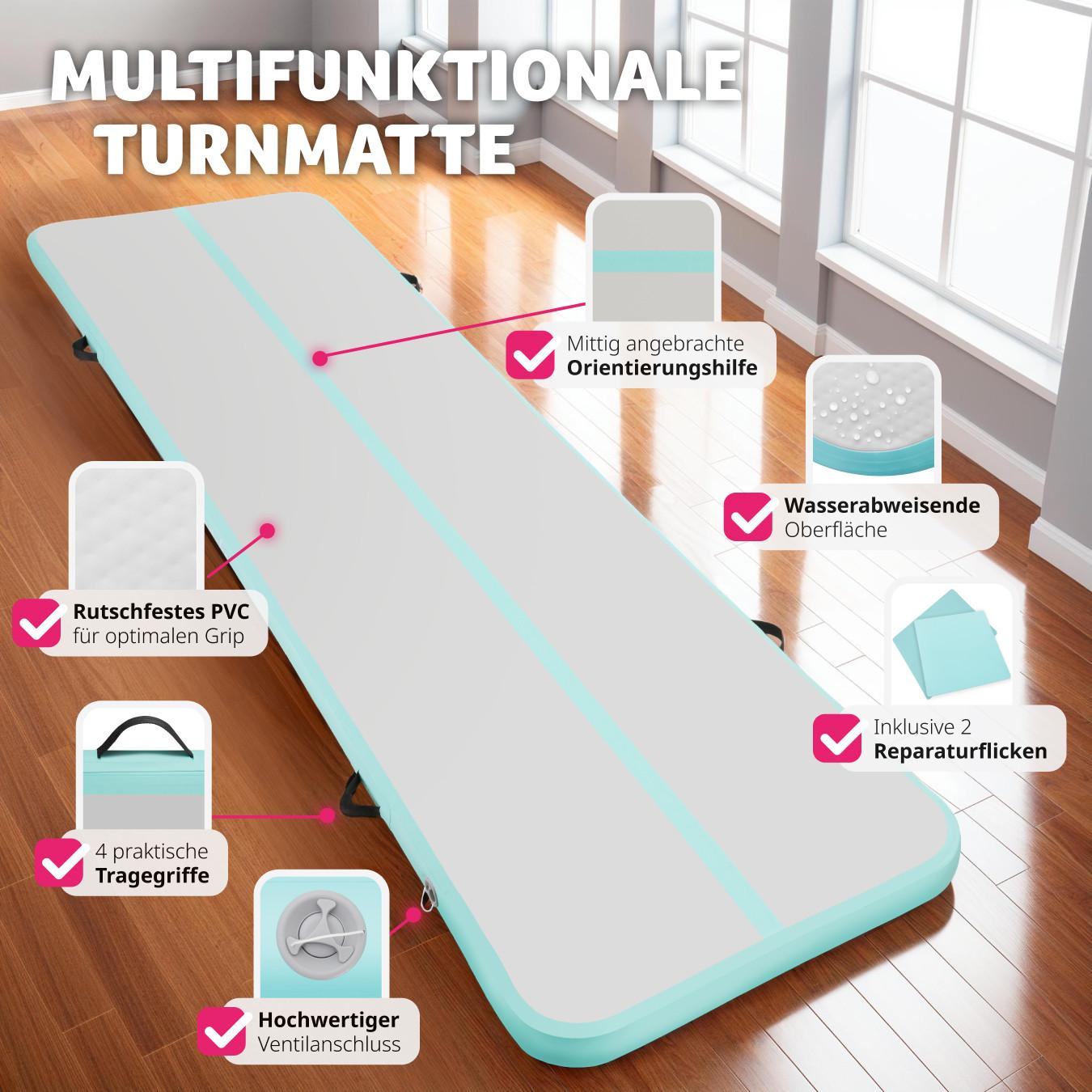 Tectake Aufblasbare Trainingsmatte AirFlexy mit elektr. Luftpumpe