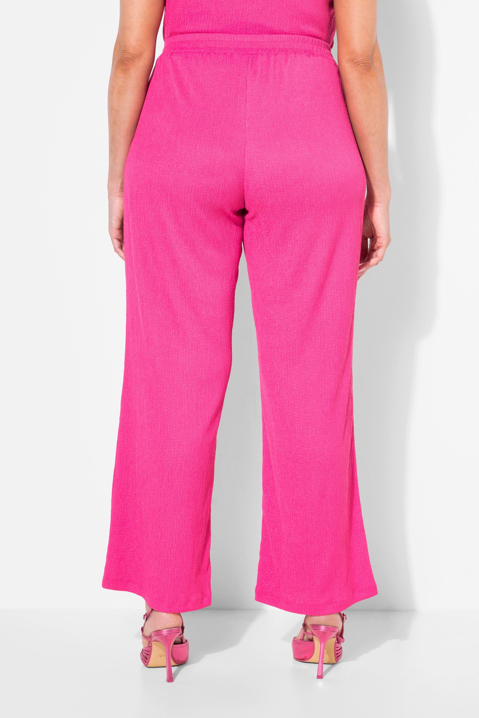 Ulla Popken Hose, Struktur, weites Bein, Komfortbund