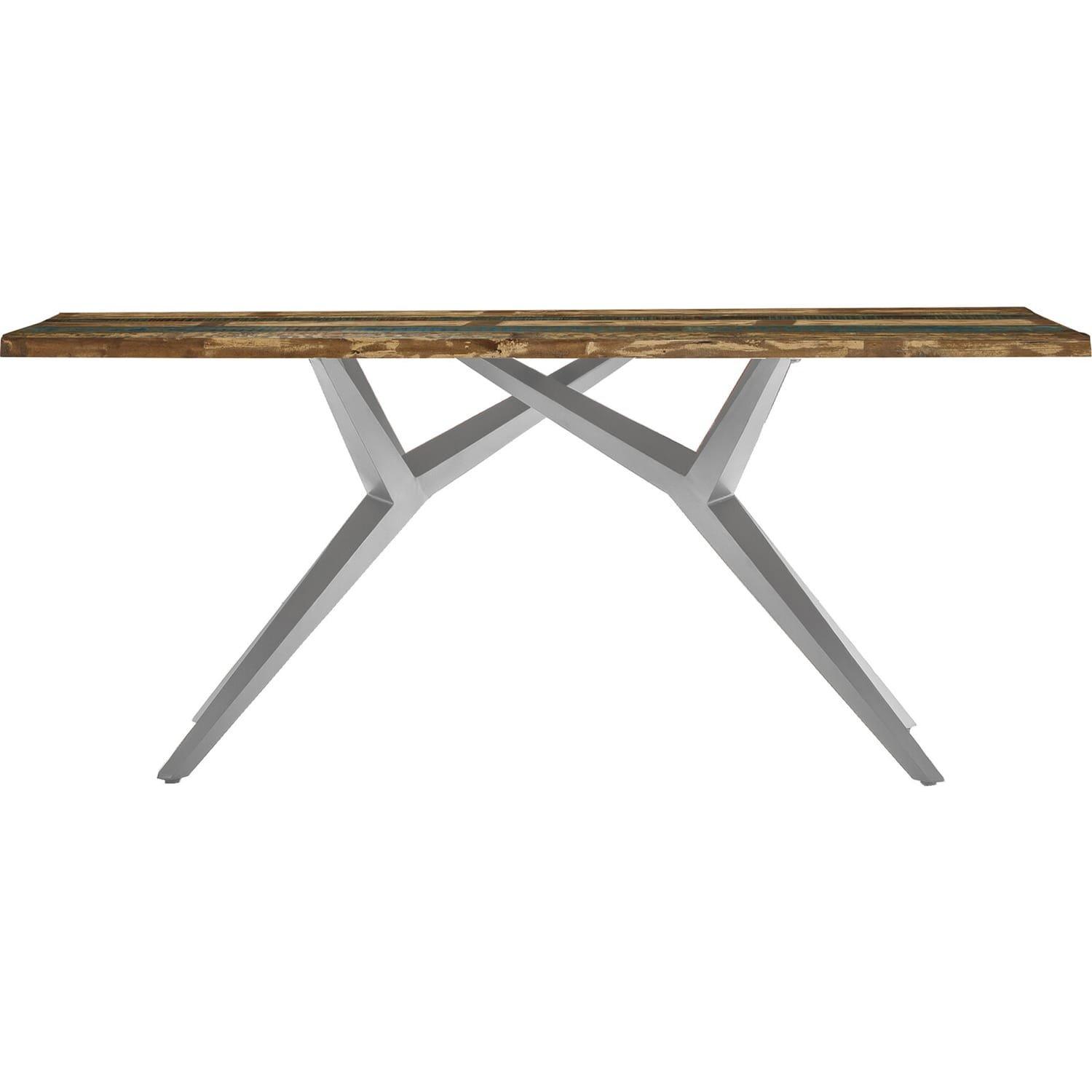 mutoni Massivholztisch 160x85 - Altholz lackiert bunt - Metall antiksilber