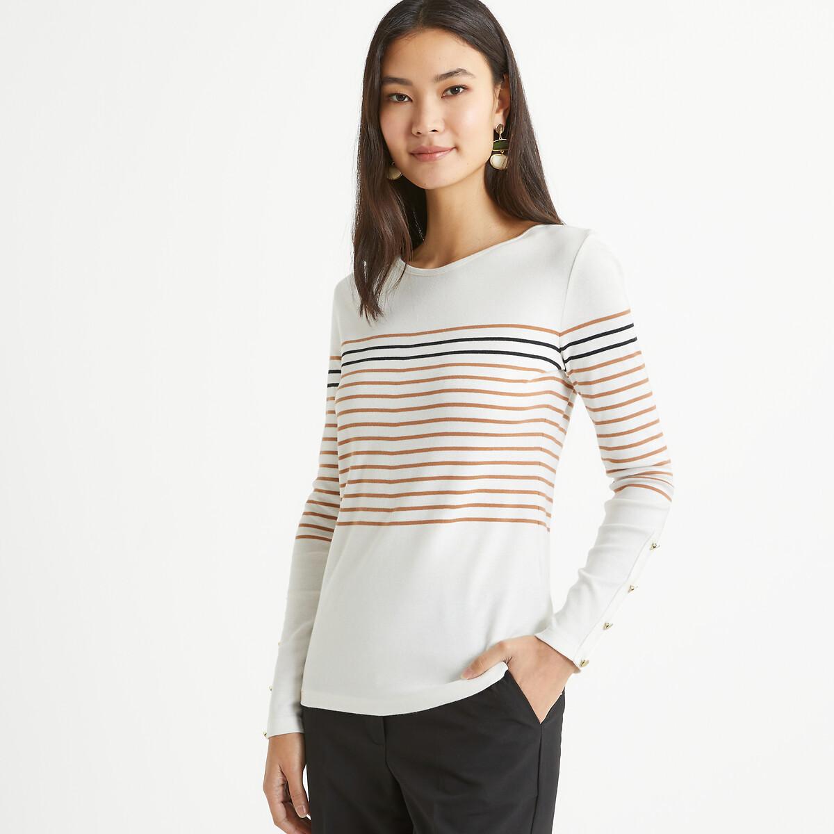 La Redoute Collections Gestreiftes Rundhals Langarmshirt