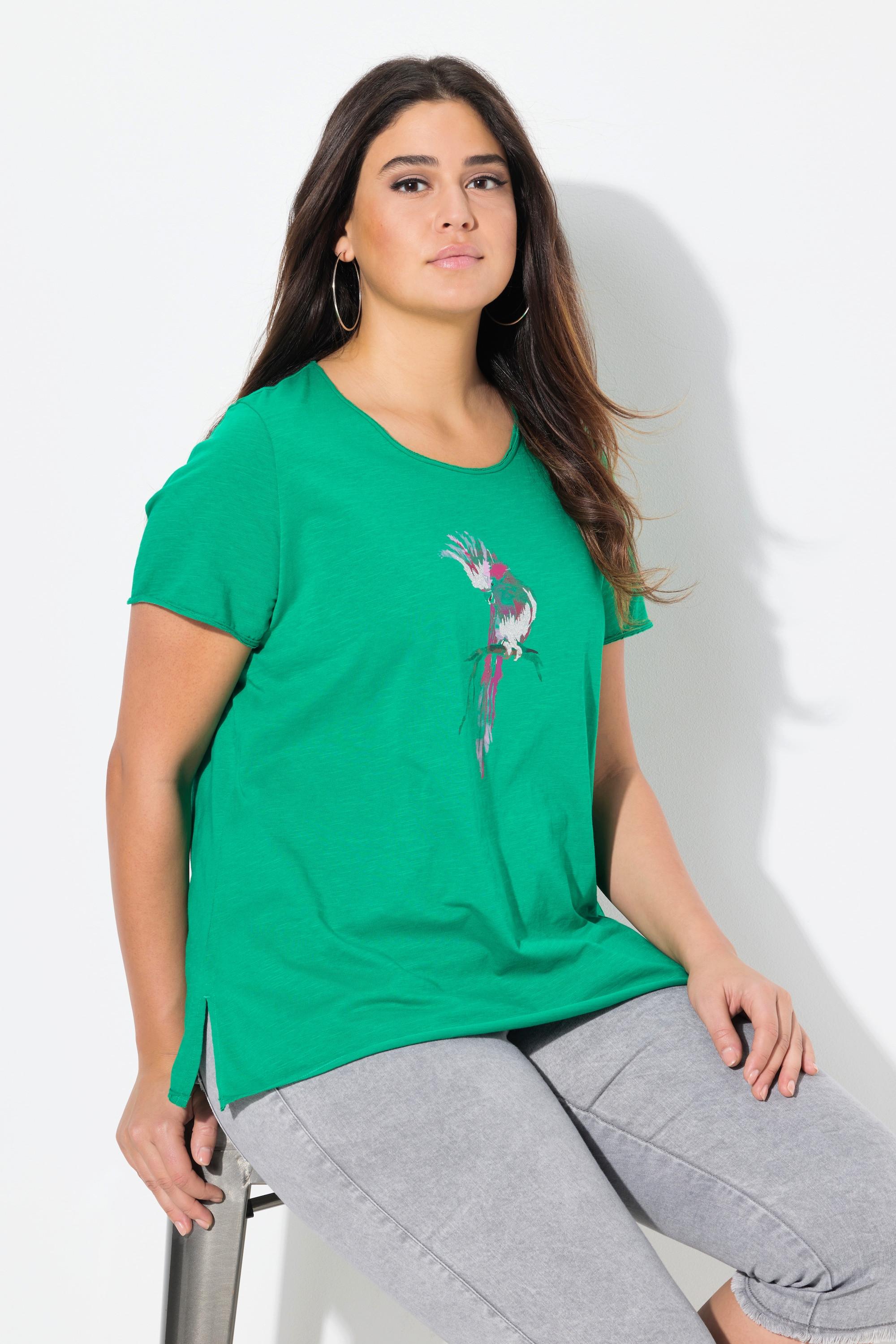 Ulla Popken Classic Papagei Print Rundhals Halbarm T-Shirt