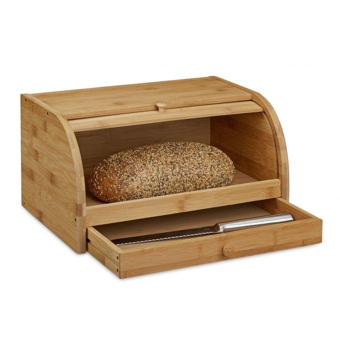 B2X Rollbarer Brotkorb mit Schublade aus Bambus
