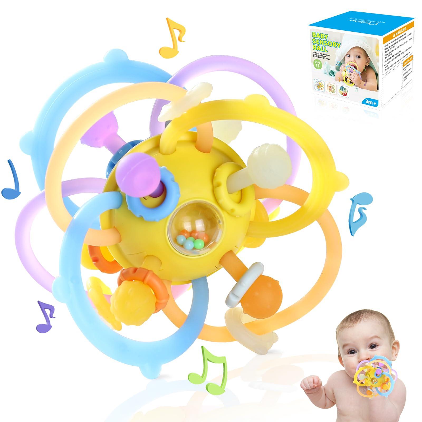 Activity-board Greifball Beißring Baby, Silikon-Babyspielzeug, Licht-Sensorik-Spielzeug Baby, Beißhilfe Beißspielzeug Baby-Rassel