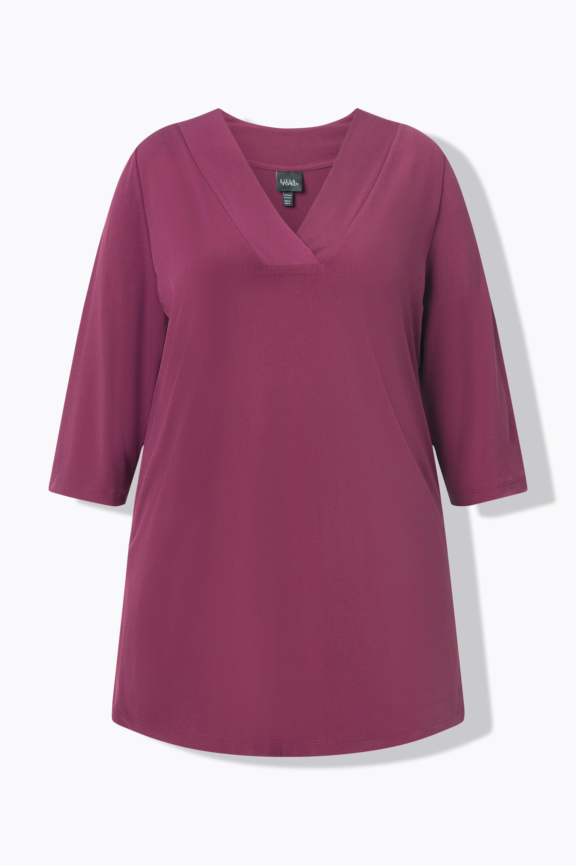 Ulla Popken A-Linie V-Ausschnitt 3/4 Arm Longshirt