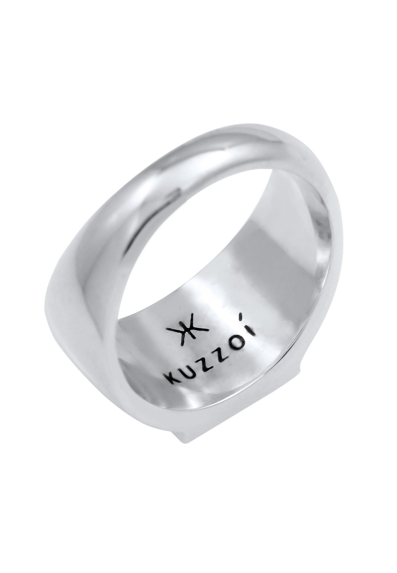Kuzzoi Ring Siegelring Rechteckig Glanz 925 Silber