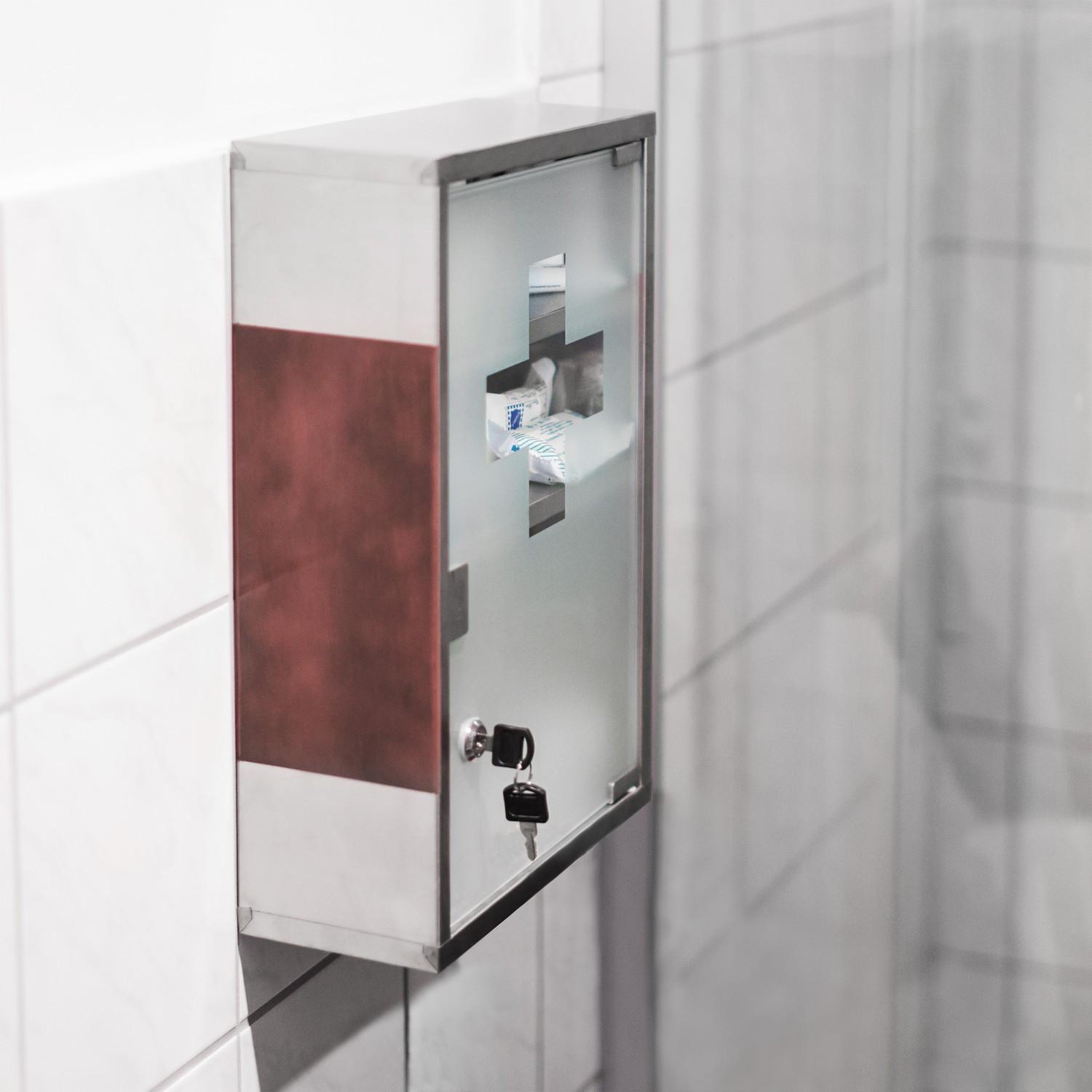 B2X Medikamentenschrank EMERGENCY XL aus Edelstahl