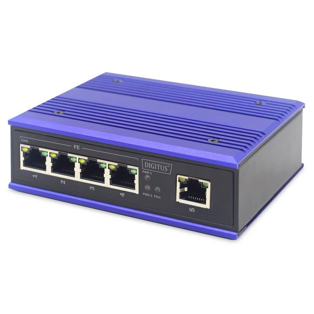 Digitus Industrieller 5-Port Fast Ethernet Switch, unmanaged, reduntande Stromversorgung