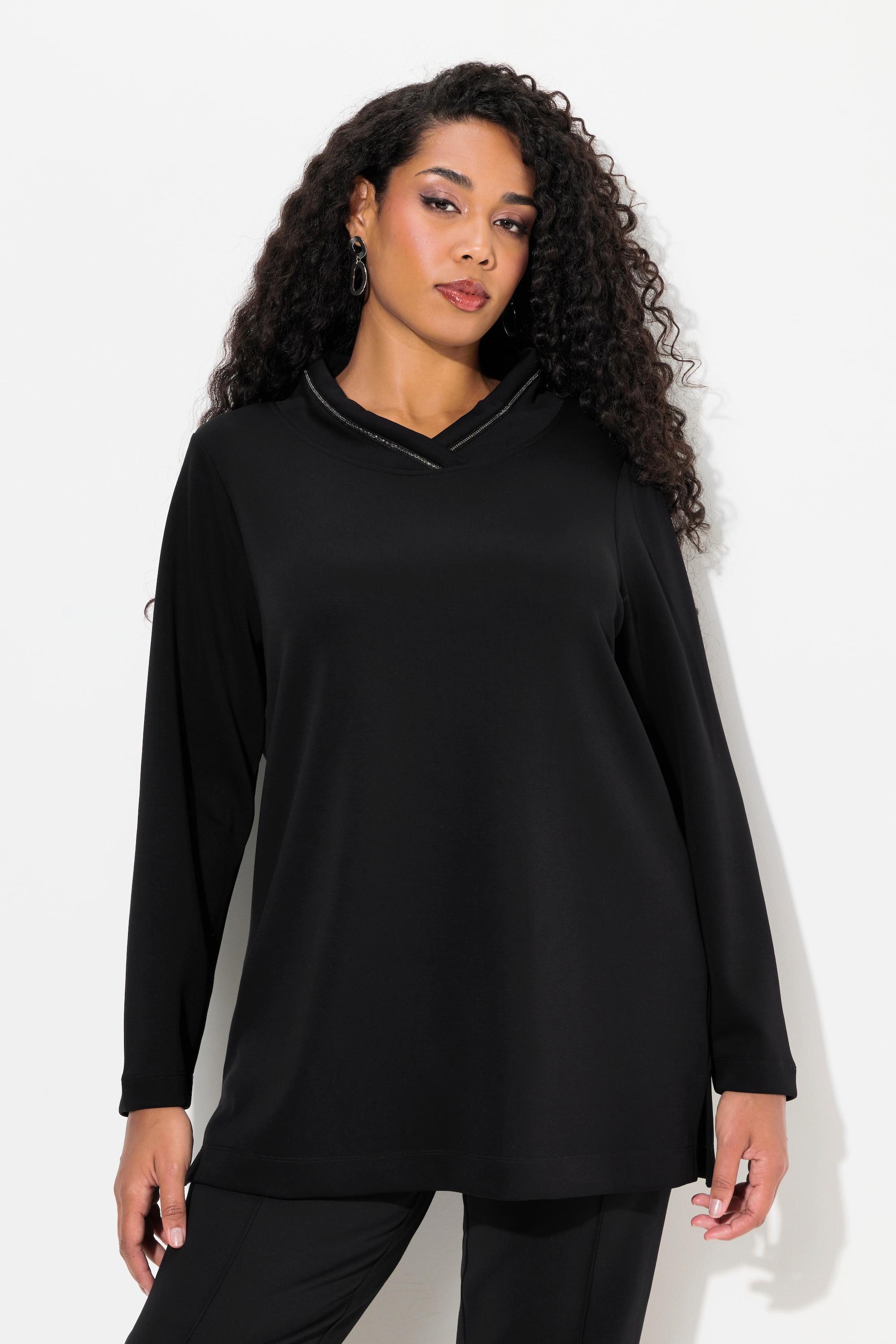 Ulla Popken Sweatshirt, Stehkragen, Classic, Zierkette, Langarm