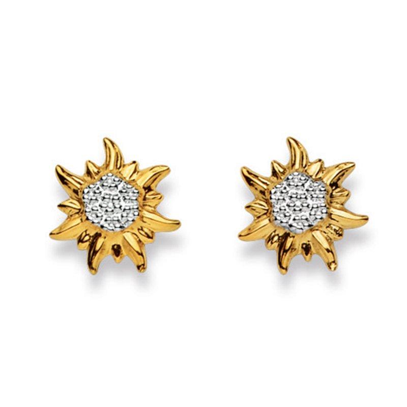 MUAU Schmuck Ohrstecker Edelweiss Bicolor Gelb-/Weissgold 750, 14mm