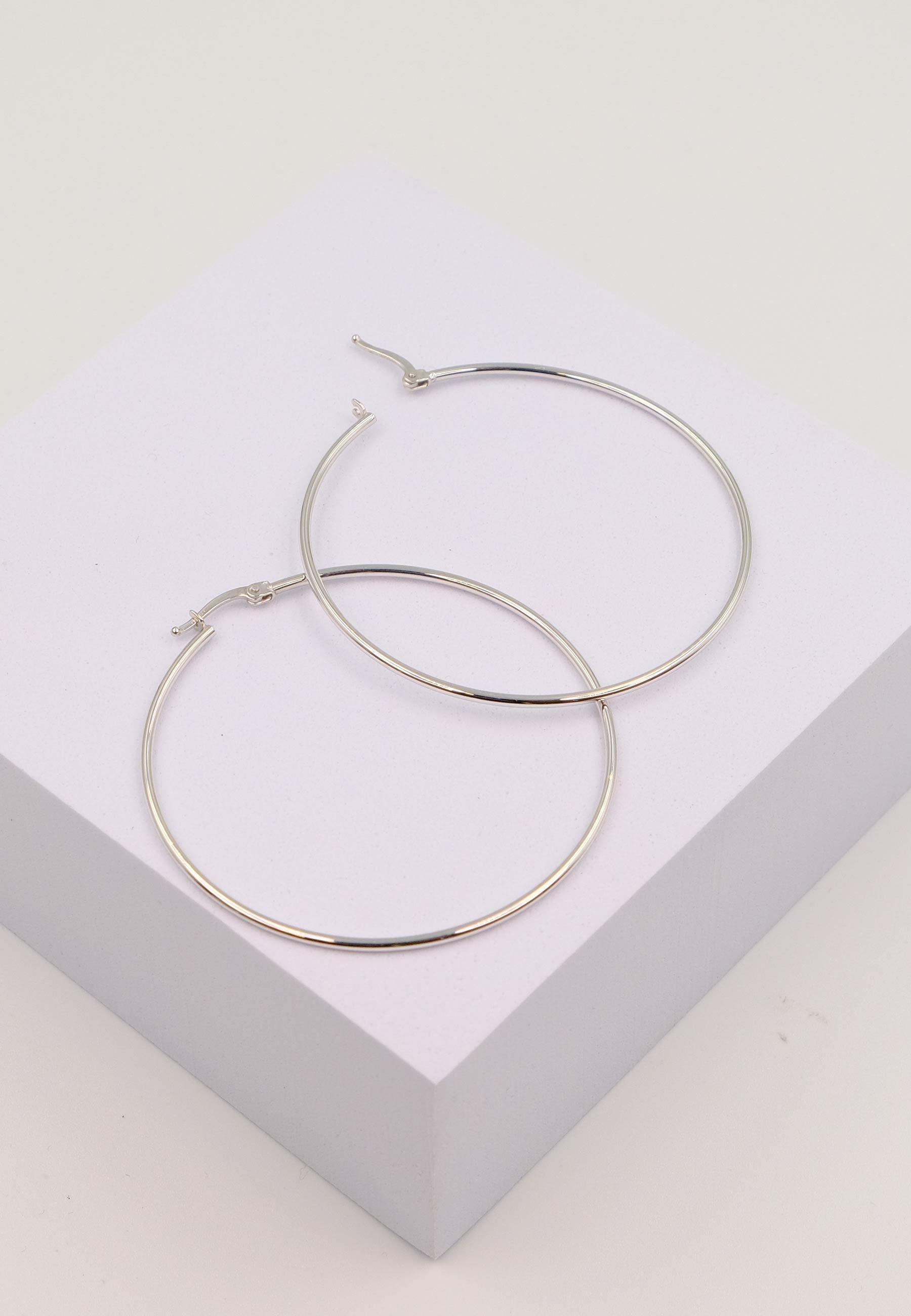 MUAU Schmuck Creolen Weissgold 750 Runddraht 50mm