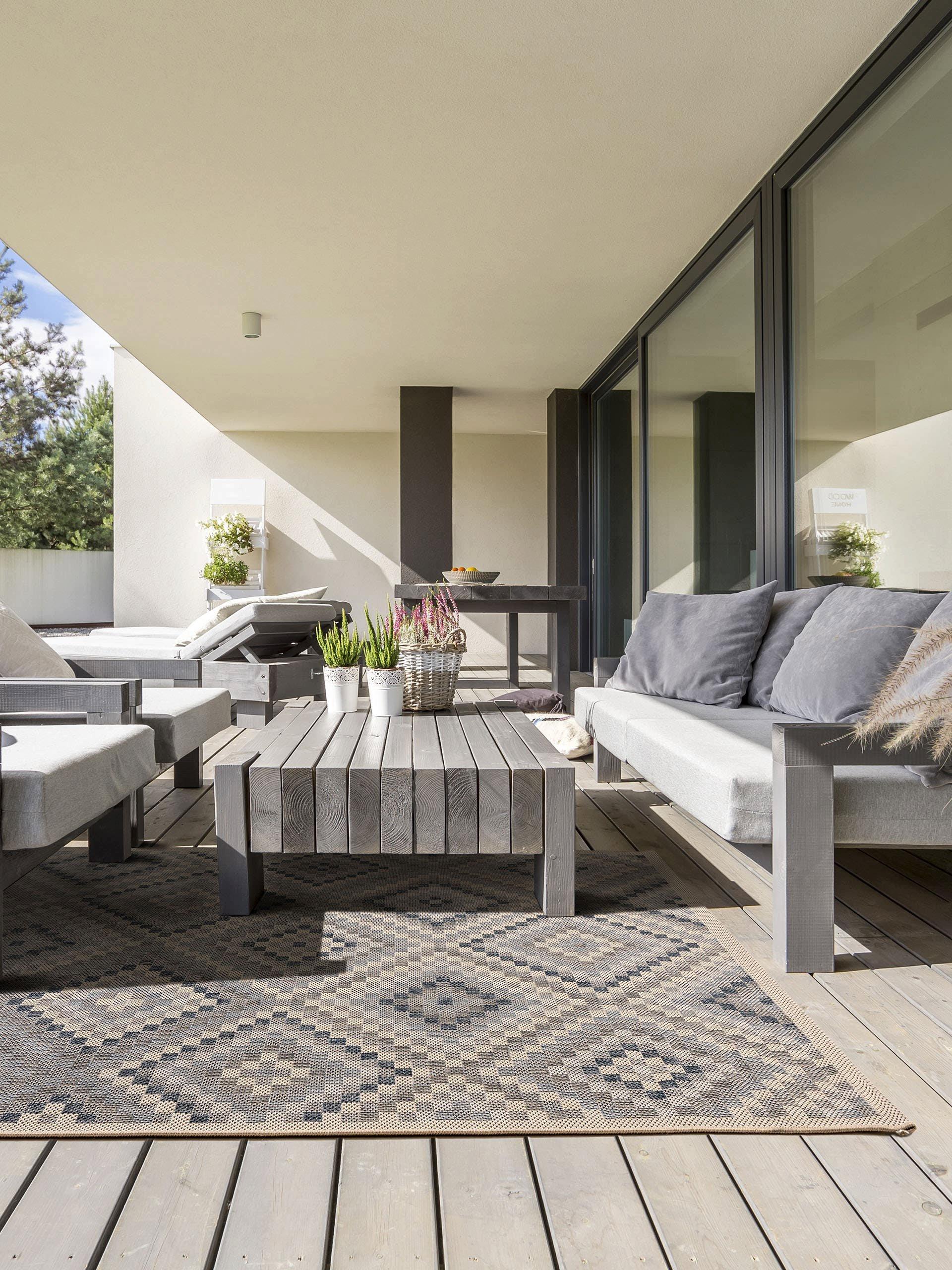 Benuta In- & Outdoor-Teppich River Blau