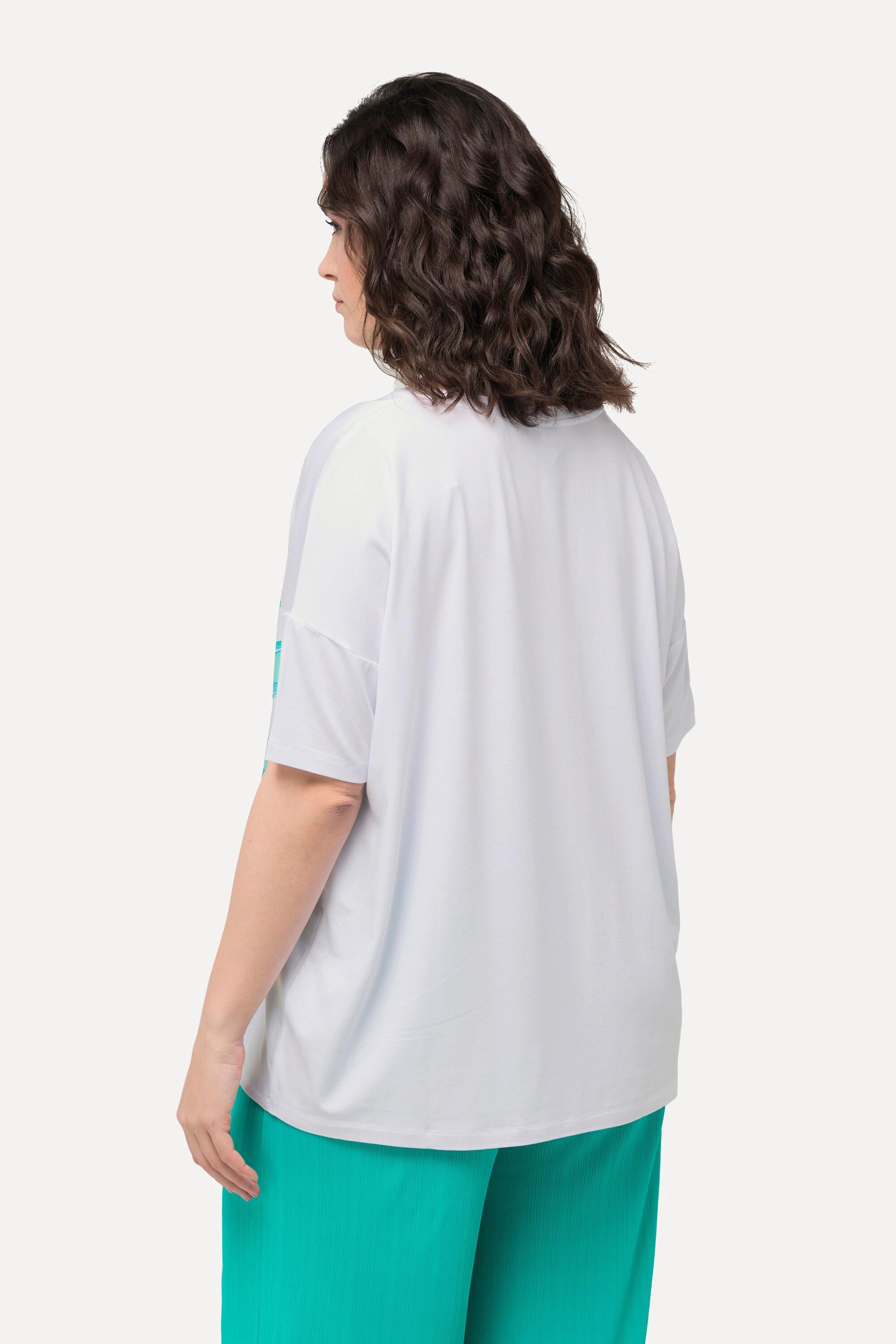 Ulla Popken Satin Vorderseite U-Boot Ausschnitt Halbarm T-Shirt