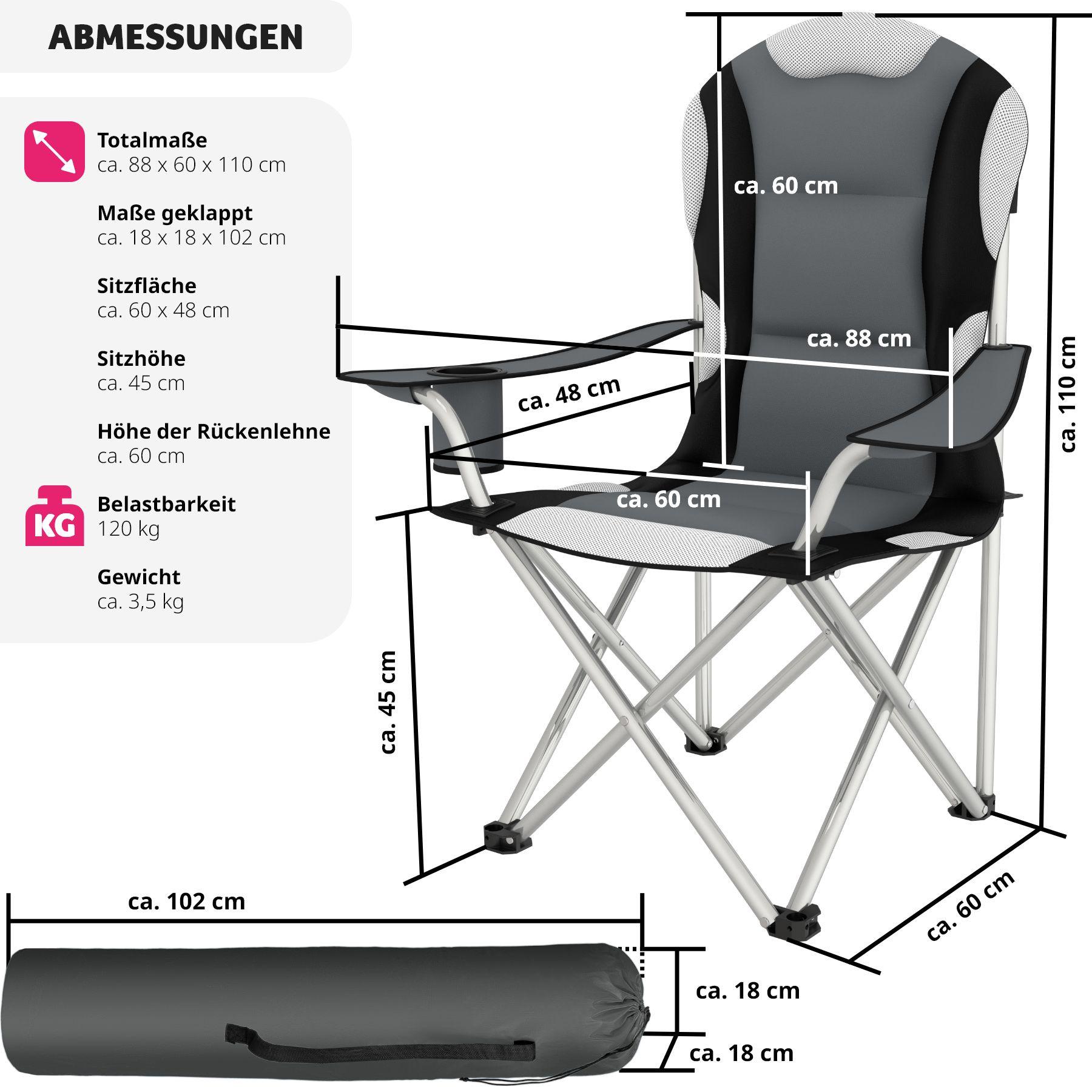 Tectake Campingstuhl mit Polsterung