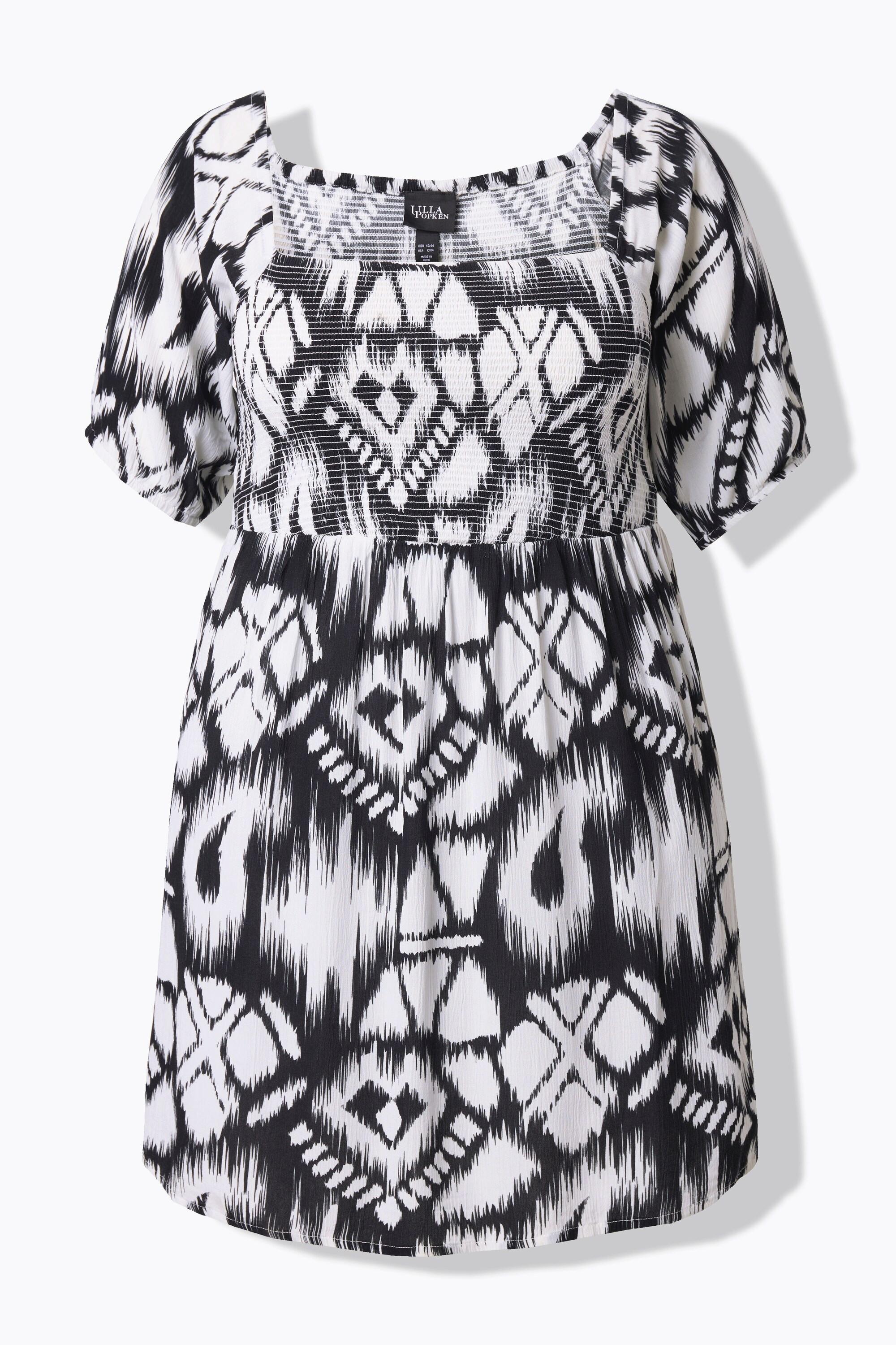 Ulla Popken Smokbluse A-Linie Carree-Ausschnitt Halbarm