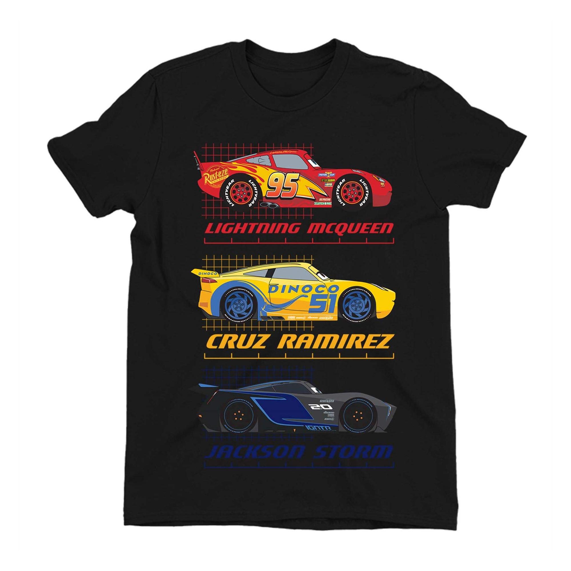 Disney Pixar Cars T-Shirt mit Lightning McQueen Cruz Ramirez und Jackson Storm Print