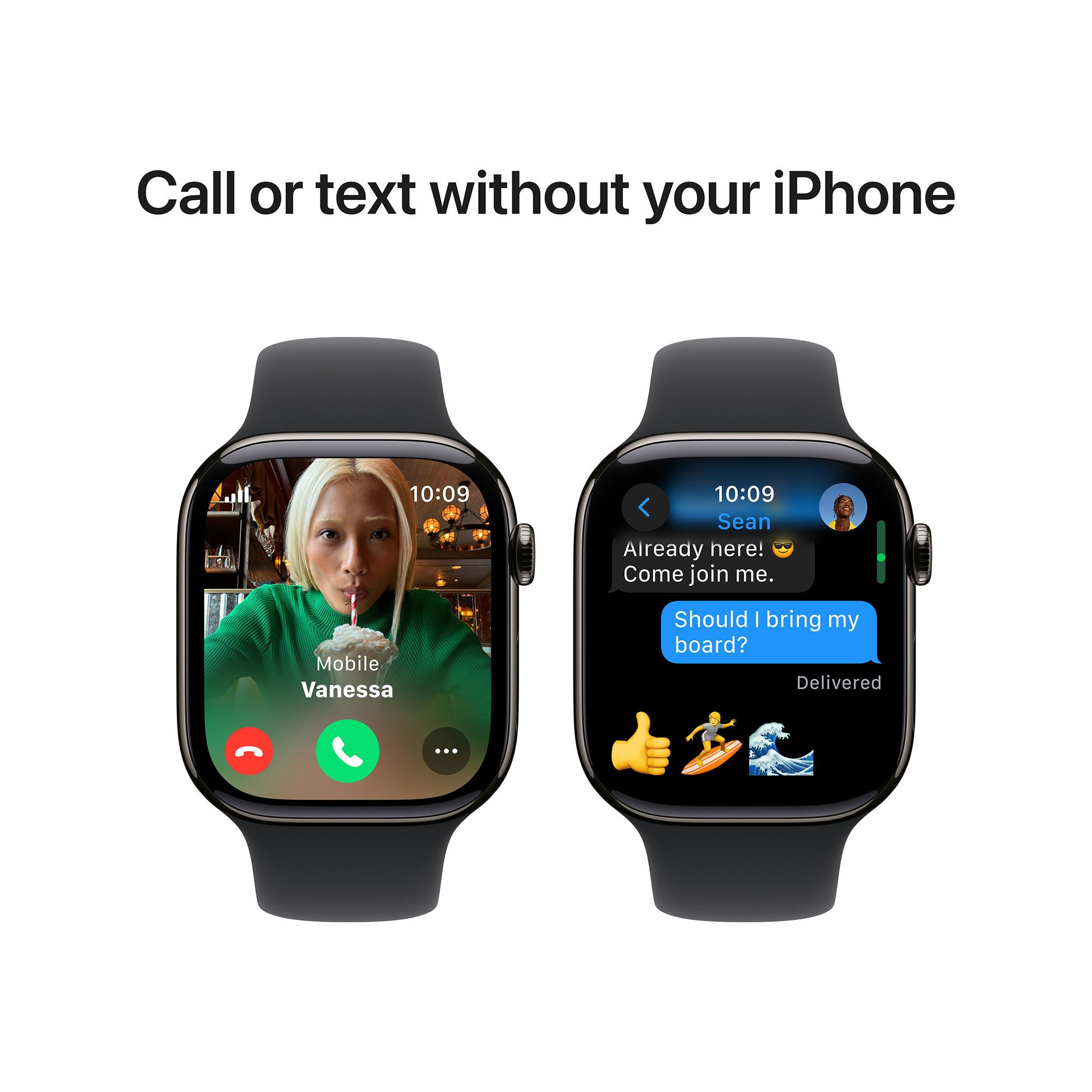 Apple AW S 10 GPS + Cell 46mm Slate Titanium Case with Black Sport Band - M/L Smartwatch