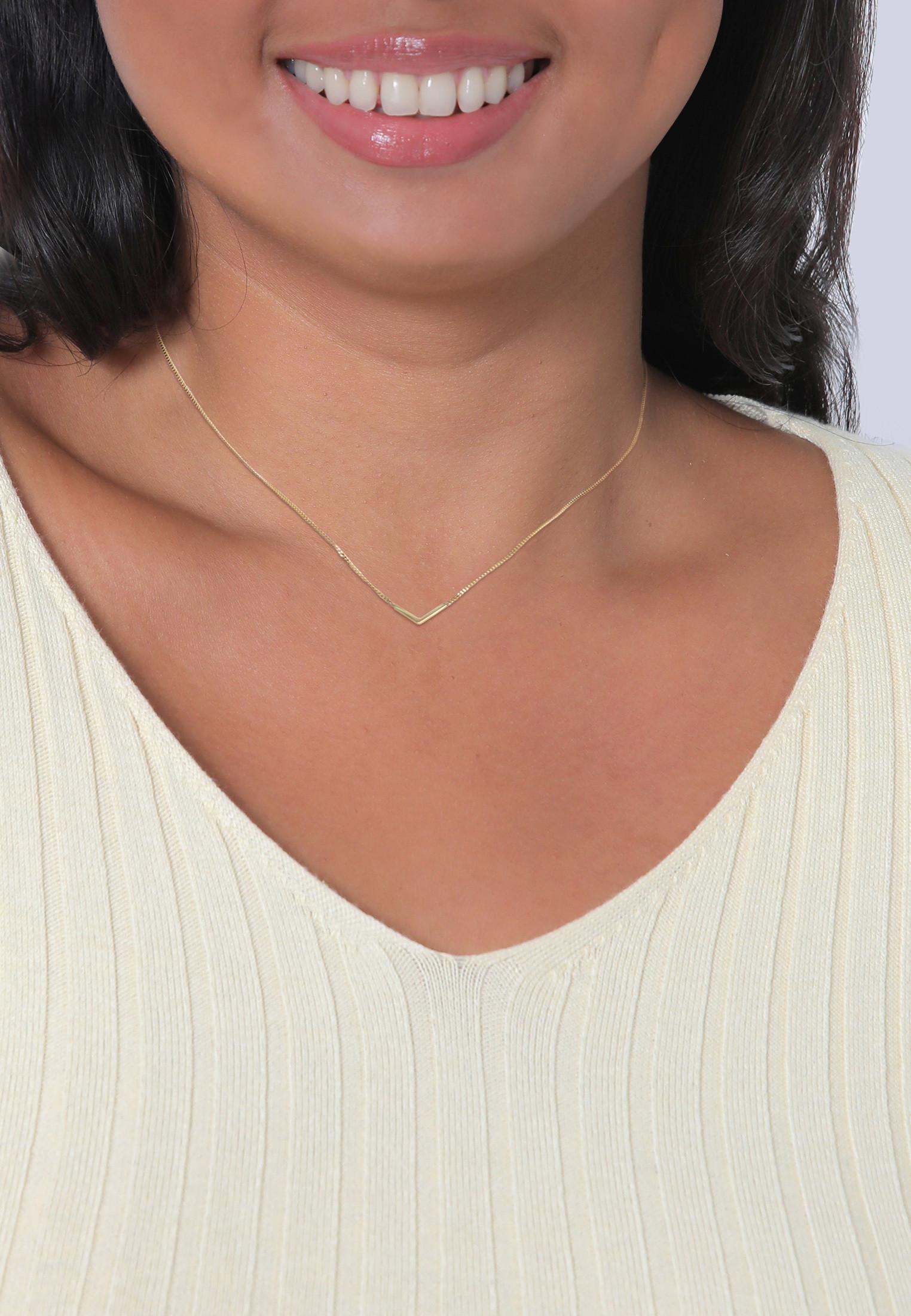 Elli Halskette V-Kette Geo Minimal 375 Gelbgold