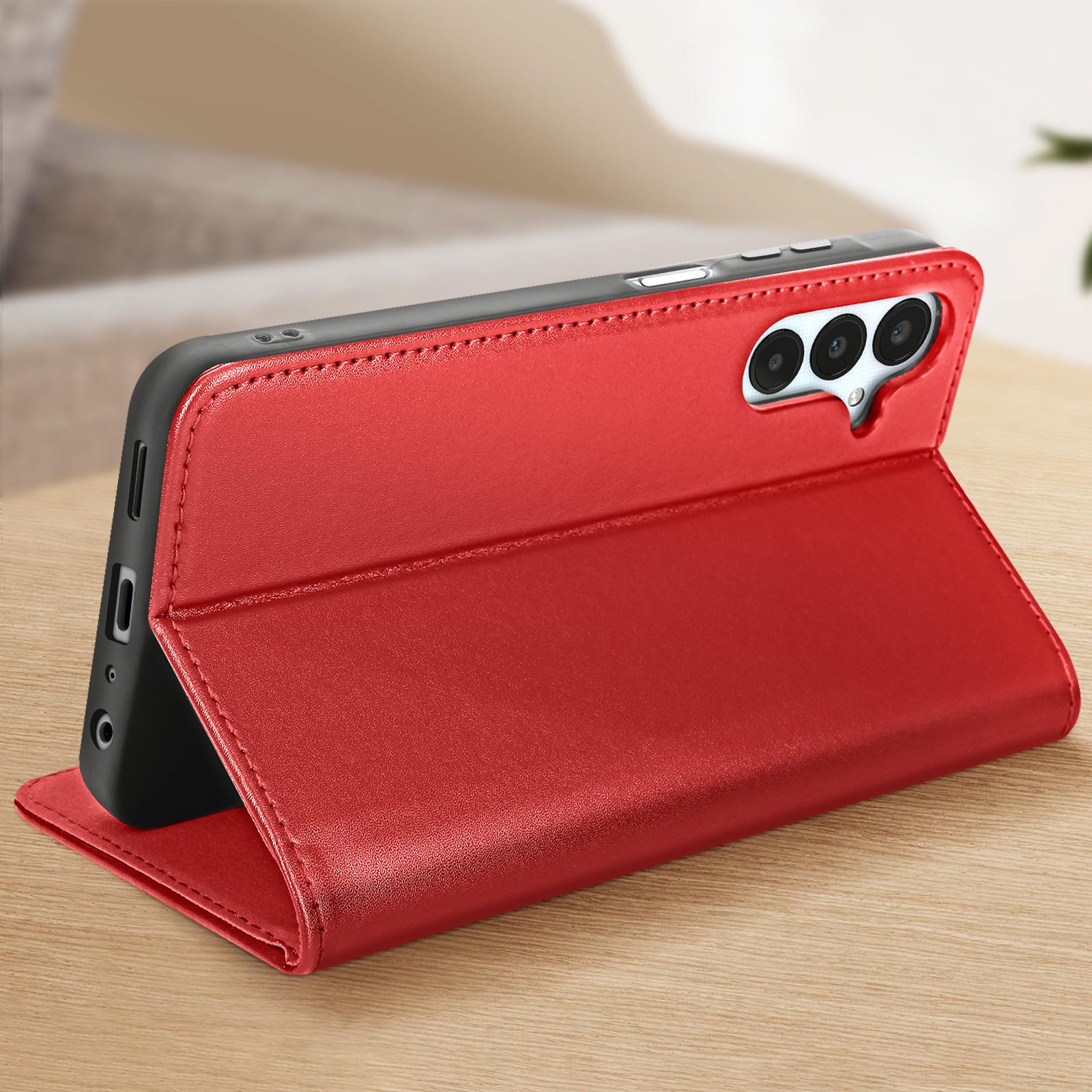 Avizar Samsung Galaxy A25 5G Lederhülle Rot