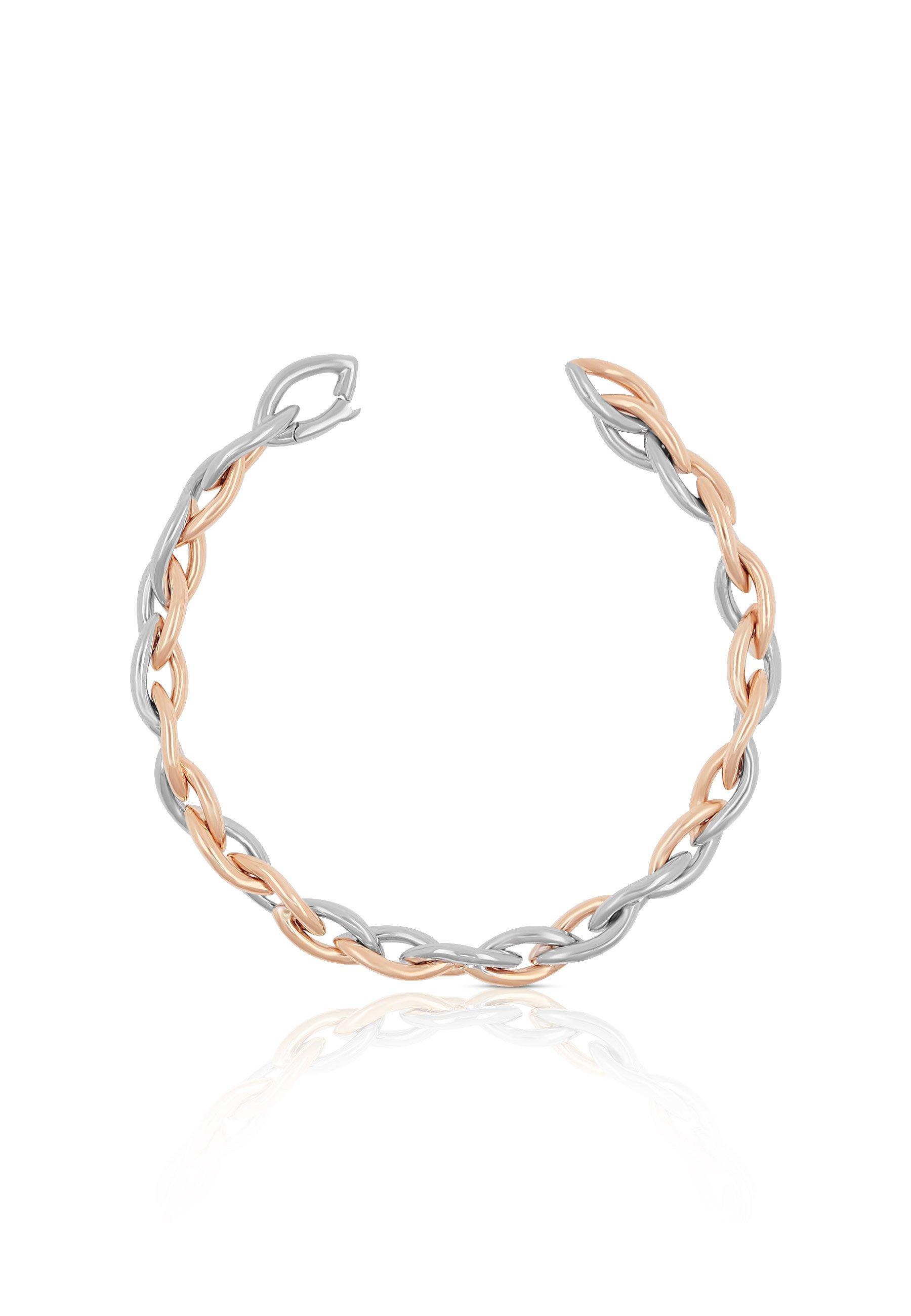 MUAU Schmuck Armband Navette Bicolor Rot-Weissgold 750, 20cm, 6.7mm