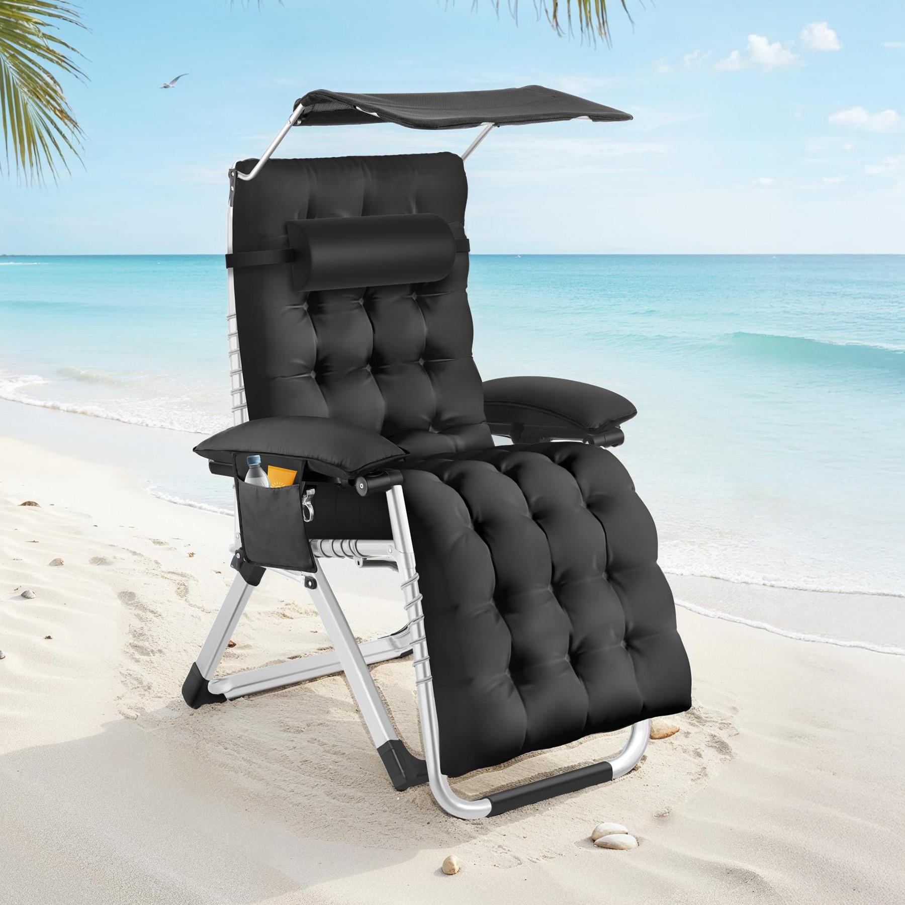 Tectake Sonnenliege klappbar, flexible Rückenlehne und Fussablage stufenlos verstellbares Sonnendach