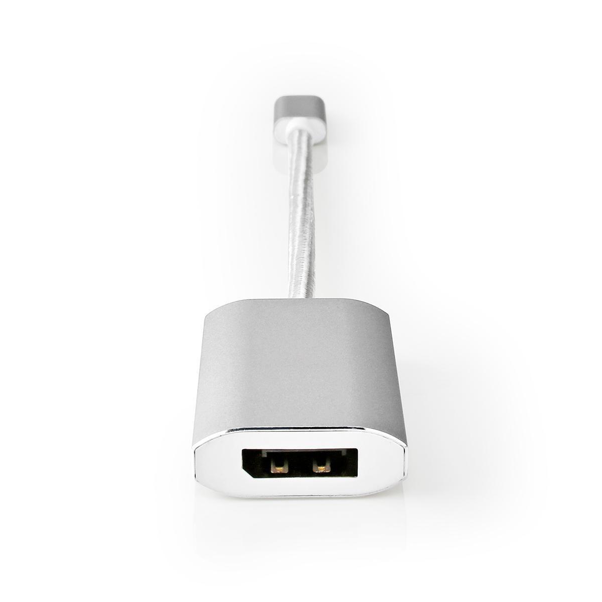 Nedis USB-C™ Adapter | USB 3.2 Gen 1 | USB-C™ Stecker | DisplayPort Buchse / USB-C™ Buchse | 4K@60Hz | Stromversorgung | 0,20 m | Rund | Vergoldet | Geflochten / Nylon | Silber | Box mit abgedecktem Fenster