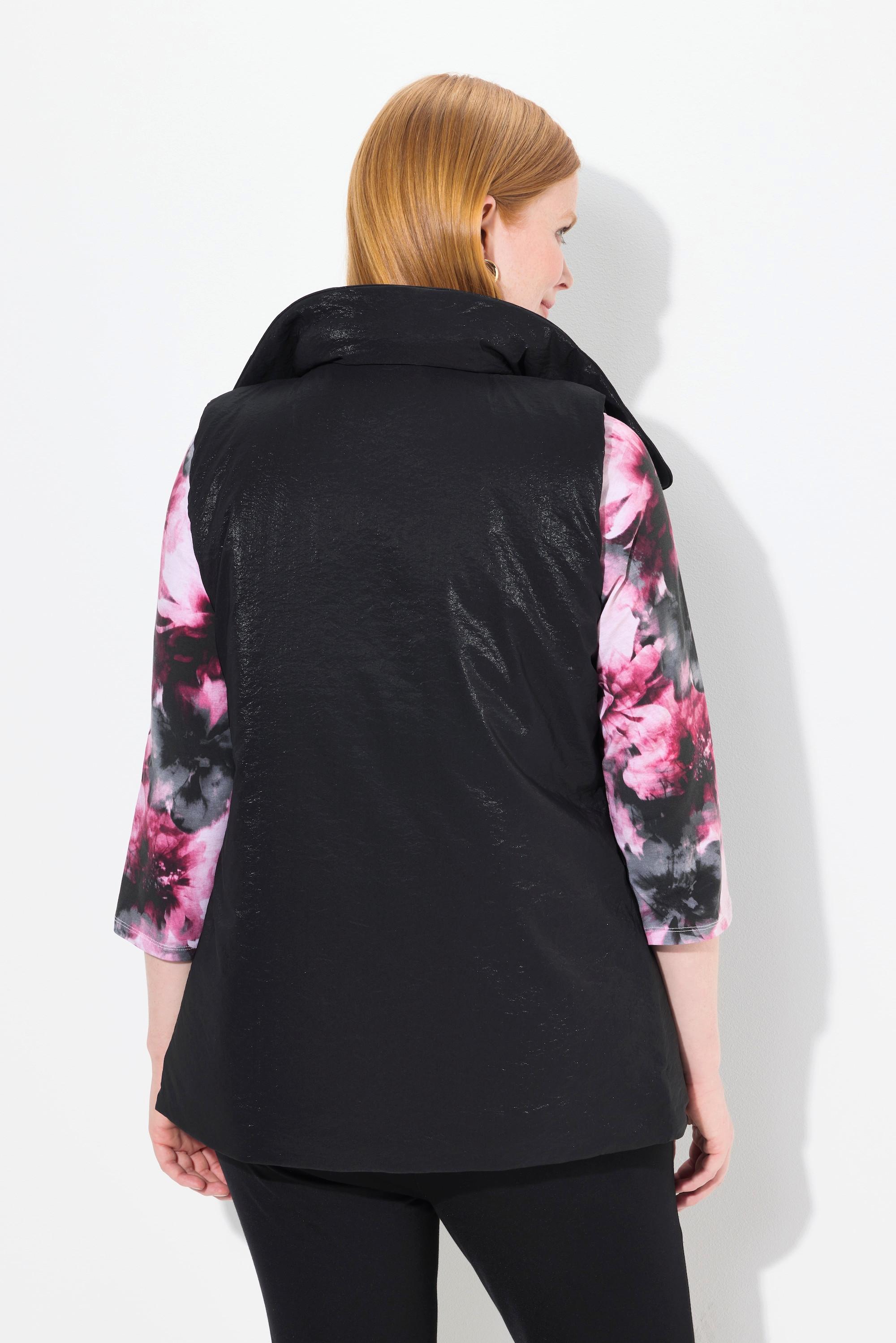 Ulla Popken Weste, Schmuckverschluss, Stehkragen, Komplettfutter