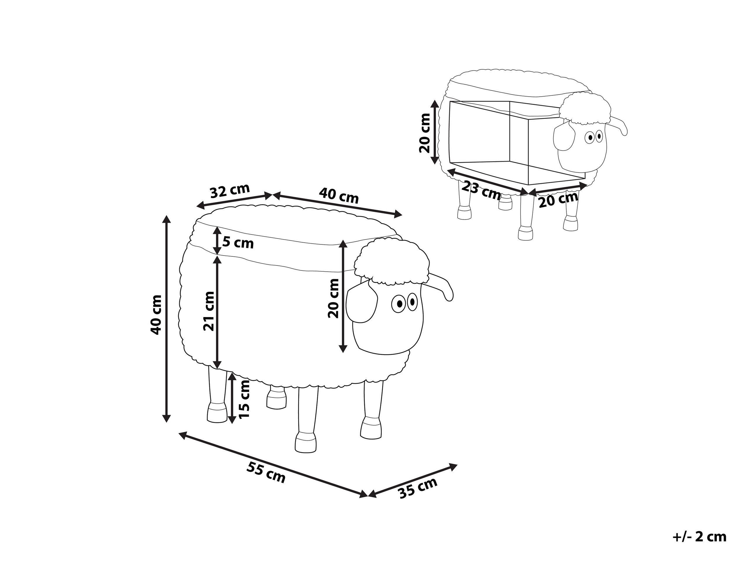 Beliani Tierhocker mit Stauraum aus Polyester Modern SHEEP