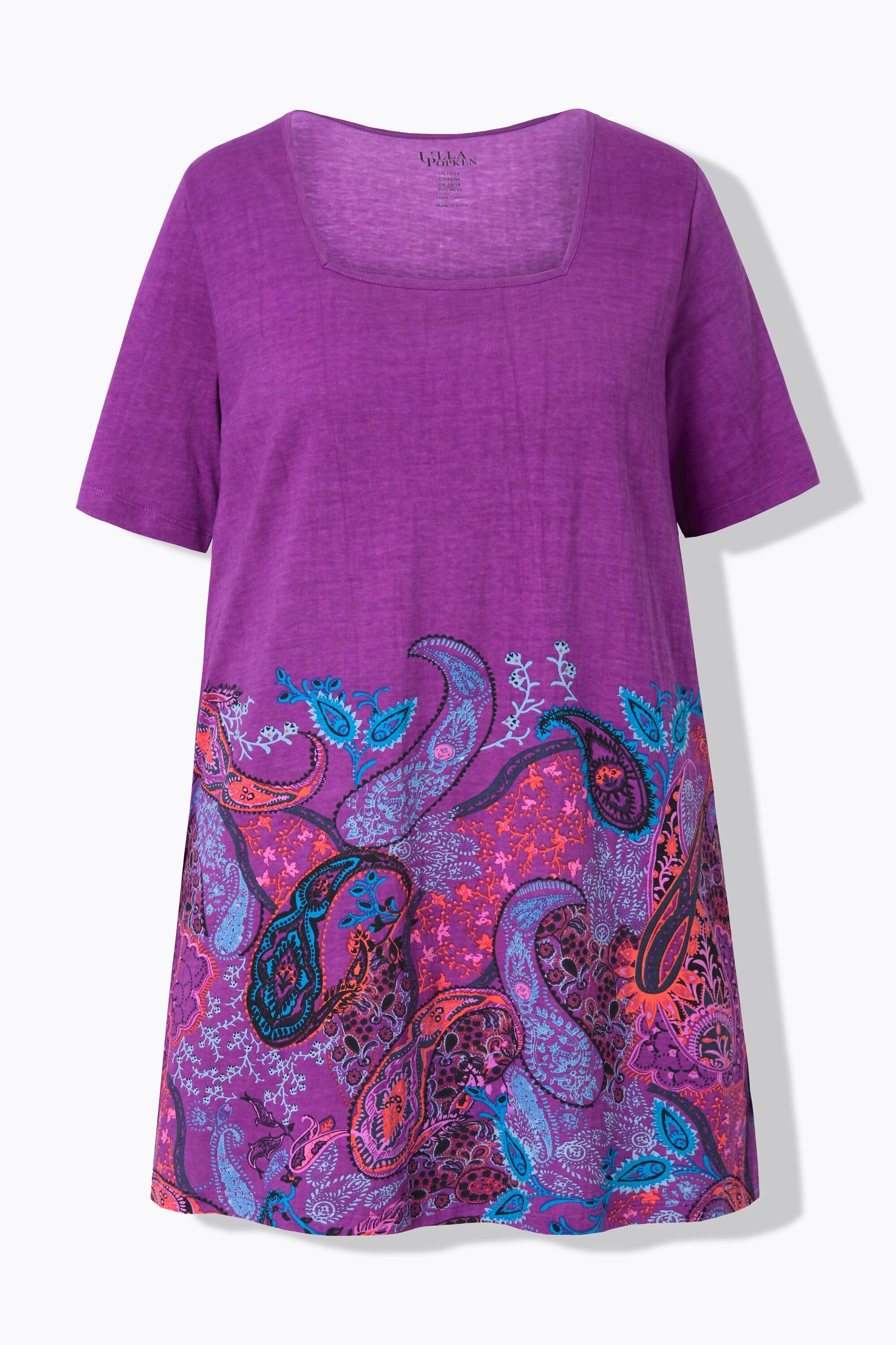 Ulla Popken Longshirt A-Linie Carree-Ausschnitt Halbarm