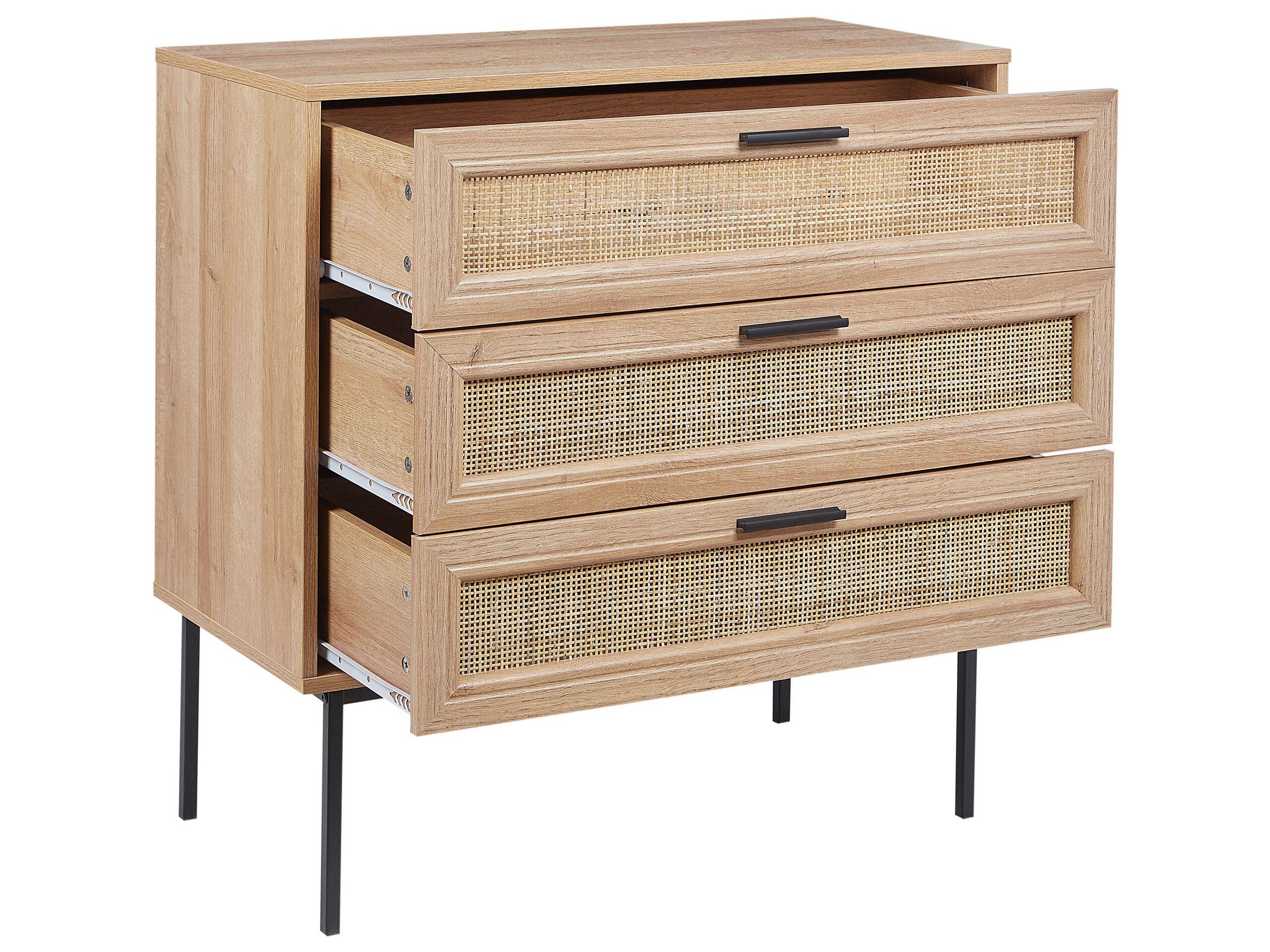 Beliani Kommode mit 3 Schubladen aus Faserplatte Boho PASCO