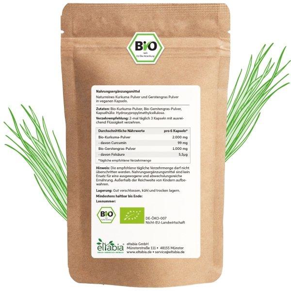 Eltabia Bio Kurkuma Gerstengras Kapseln