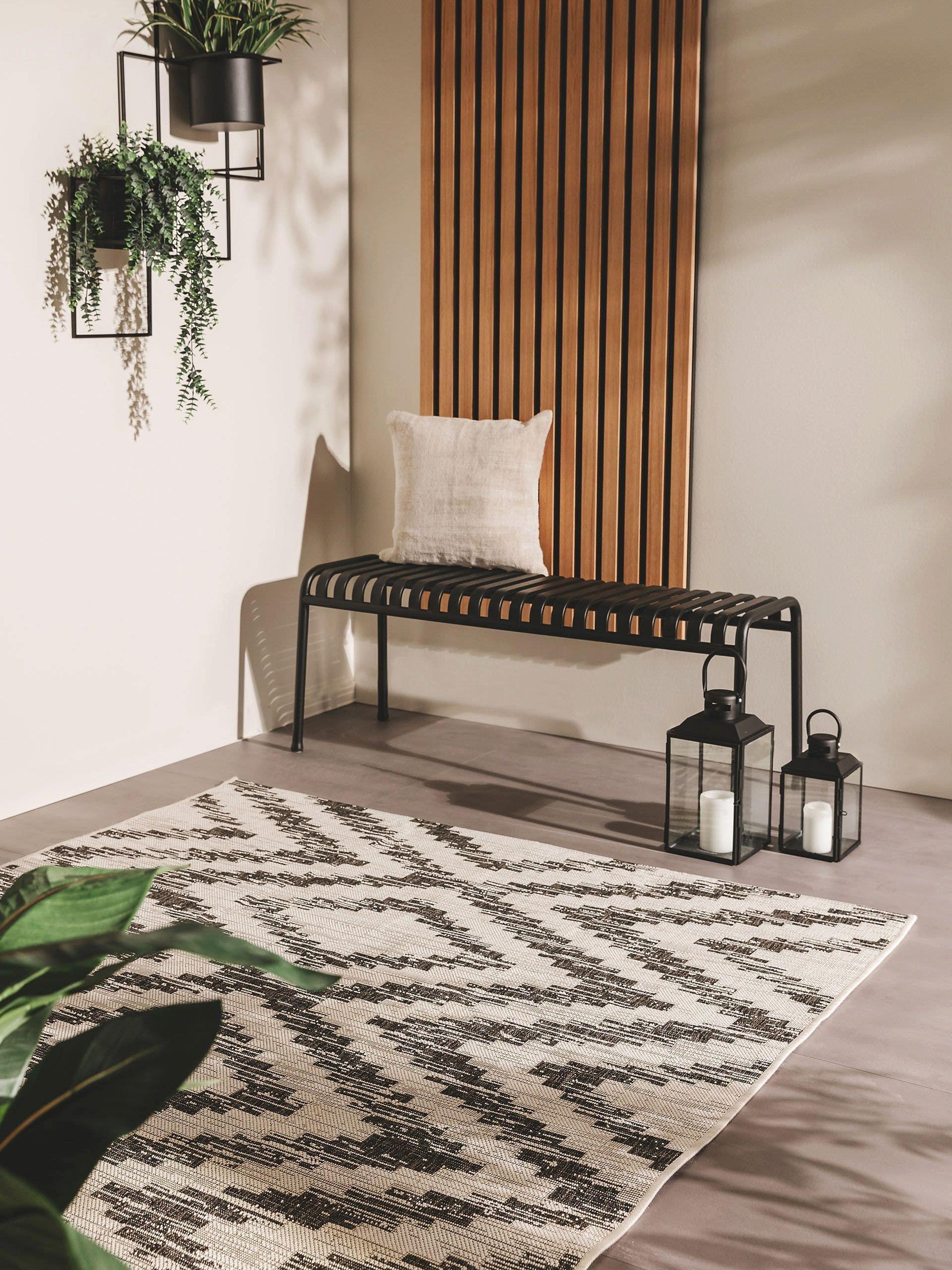 Benuta In- & Outdoor-Teppich Cleo WeißSchwarz