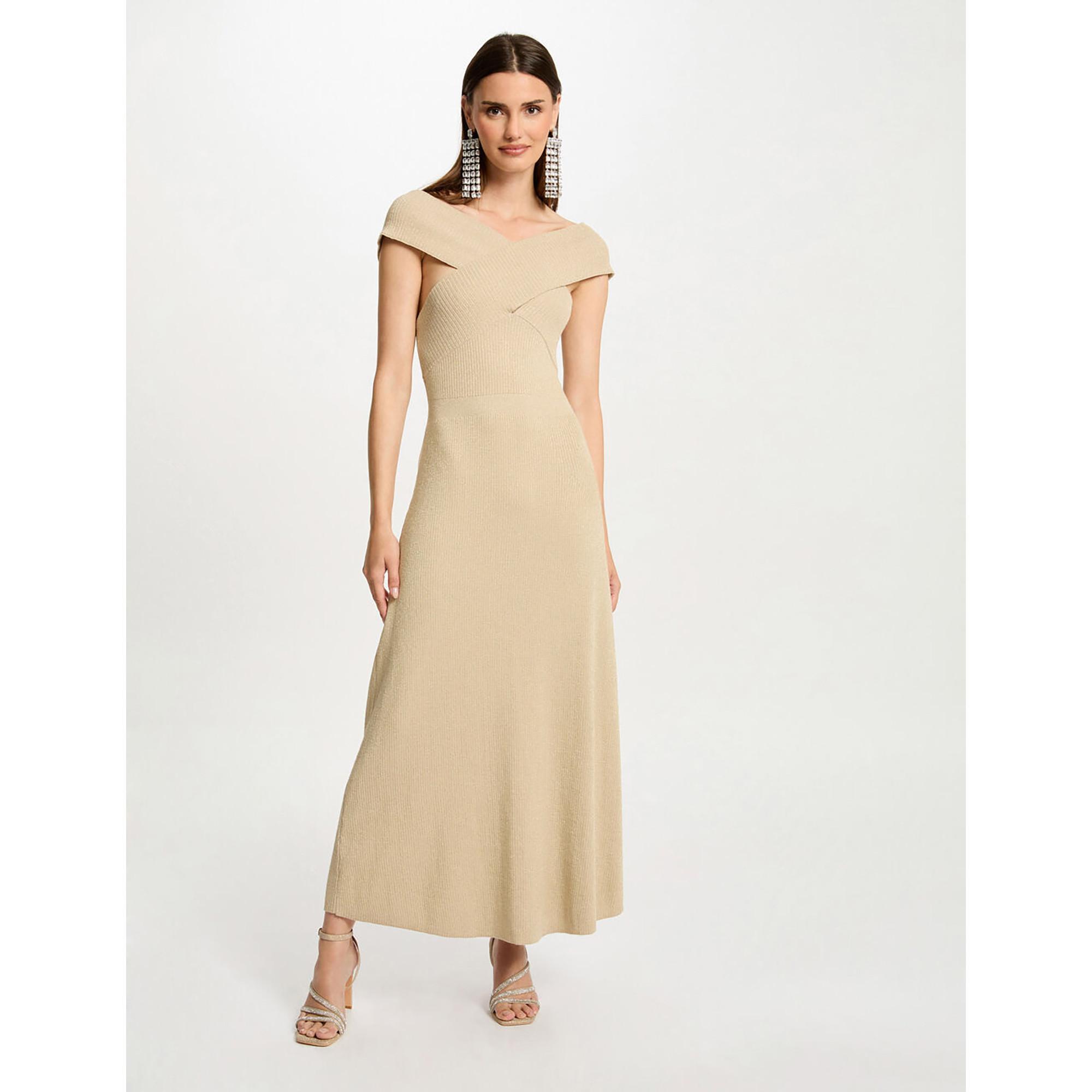 MORGAN Geripptes Strick A-Linien Maxikleid