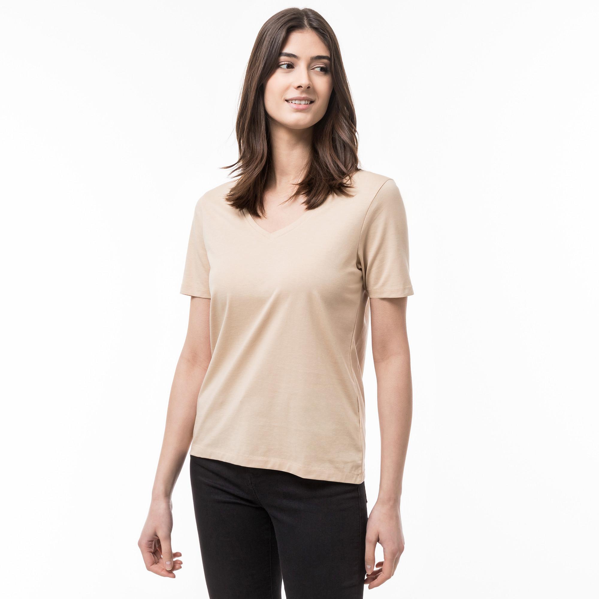 Manor Woman Pima Kurzarm V-Ausschnitt T-Shirt