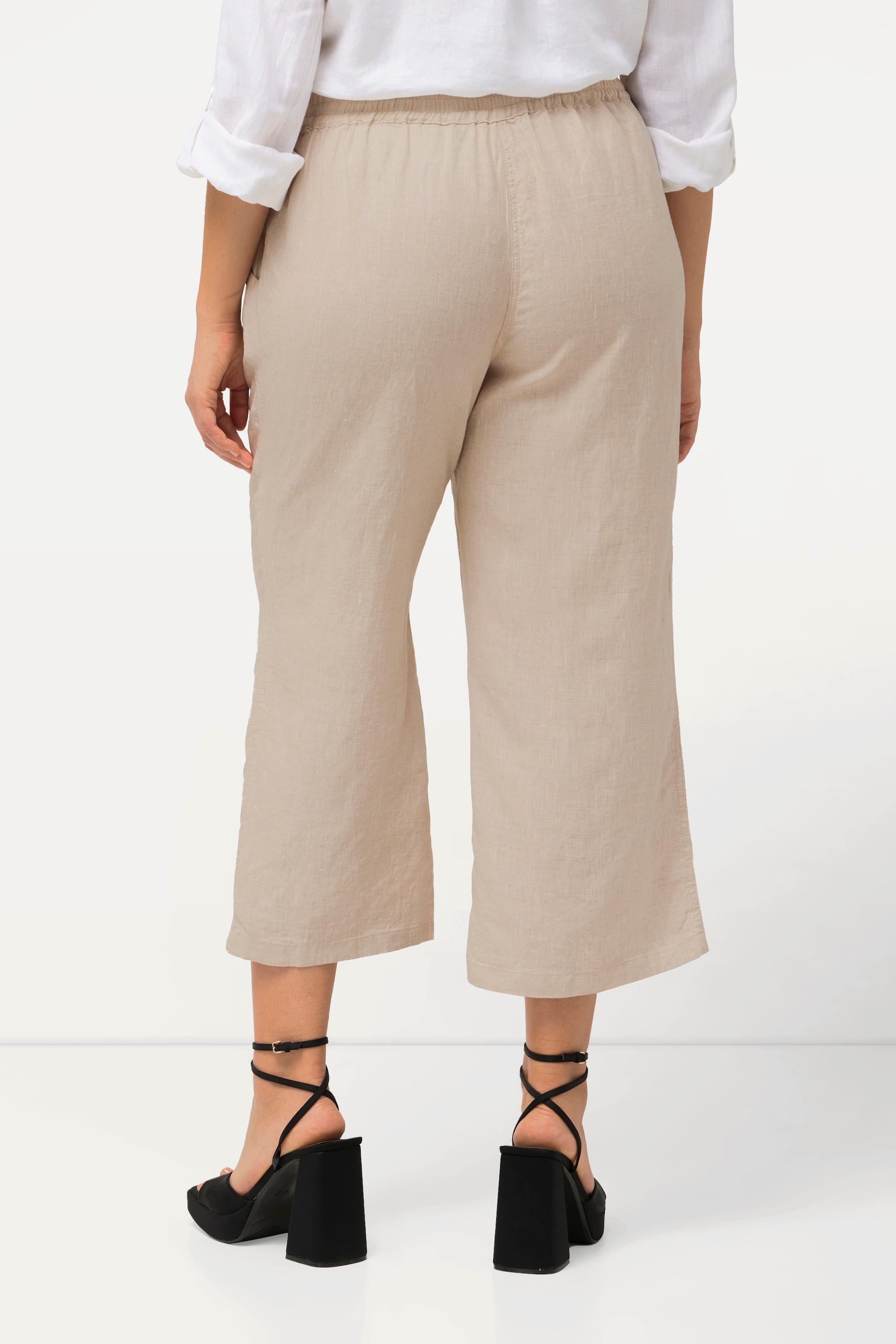 Ulla Popken 7/8 Leinenhose mit elastischem Bund