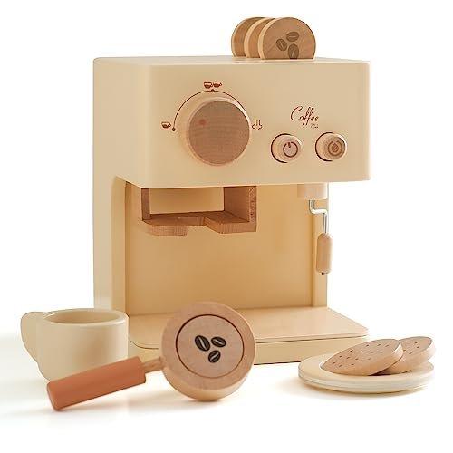 Activity-board Hölzerne Kaffeemaschine mit Dreh- und Druckknöpfen, ideales Zubehör für die Kinderküche