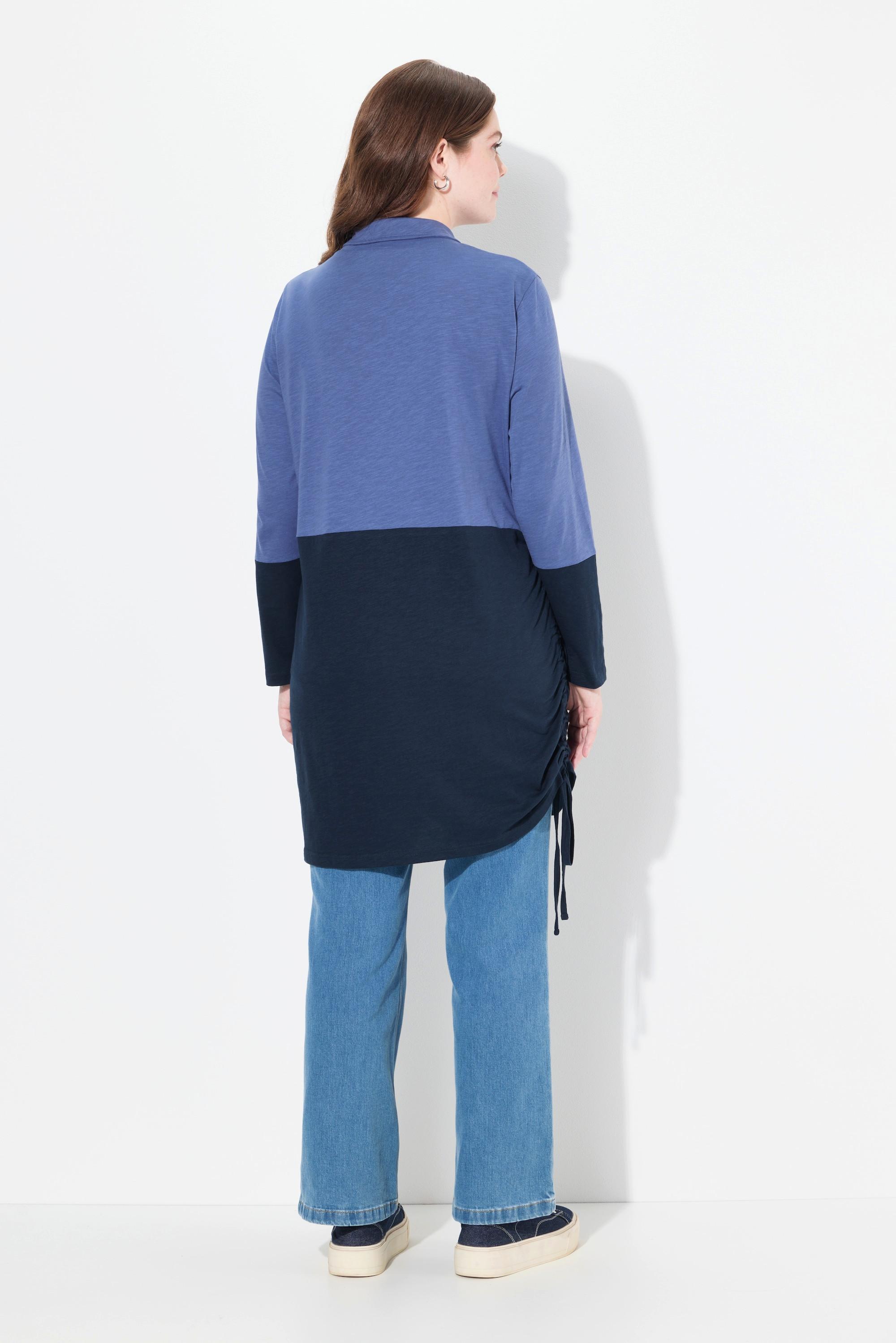 Ulla Popken Longshirt Saumband Stehkragen Langarm Biobaumwolle