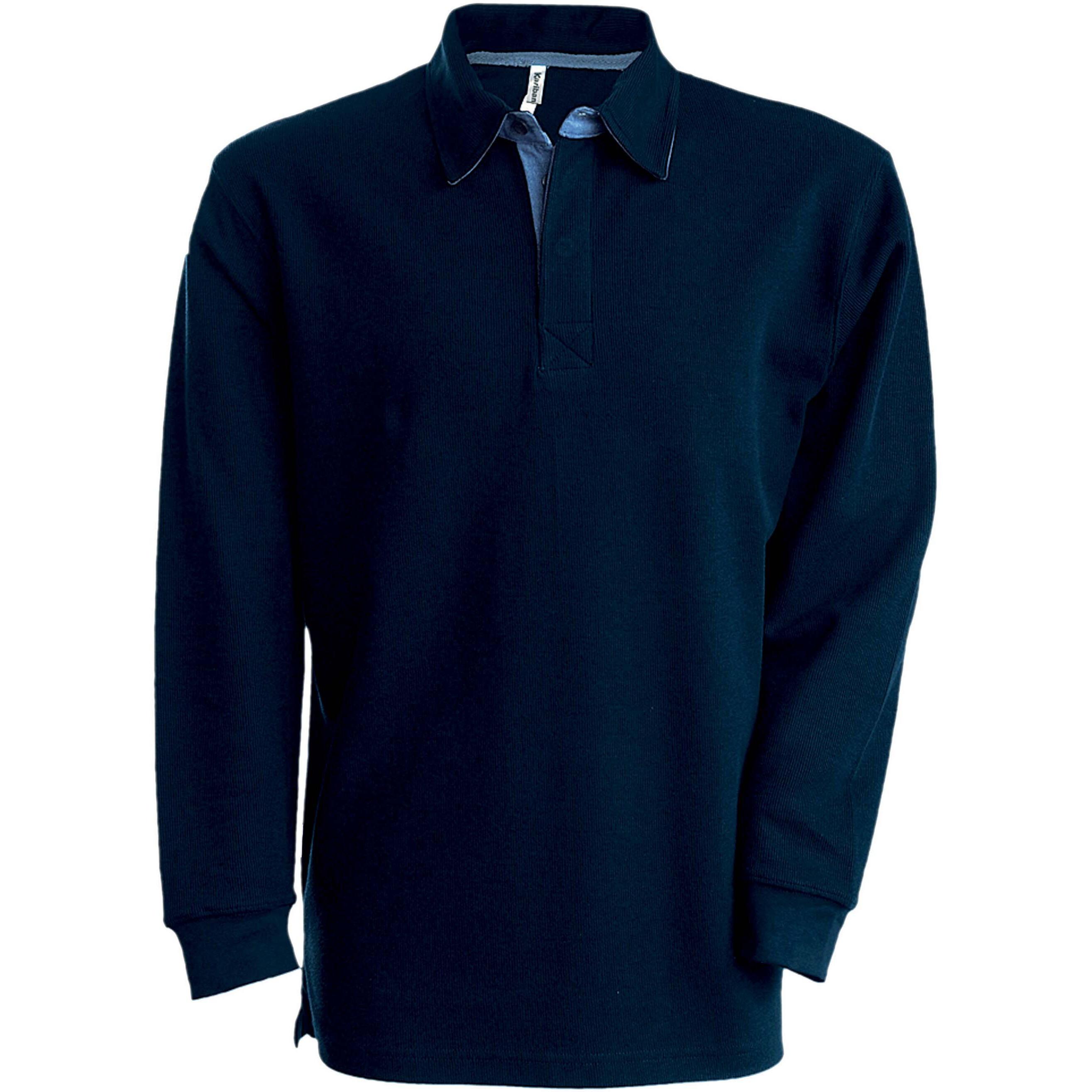 Kariban Langärmeliges geripptes French Rib Poloshirt