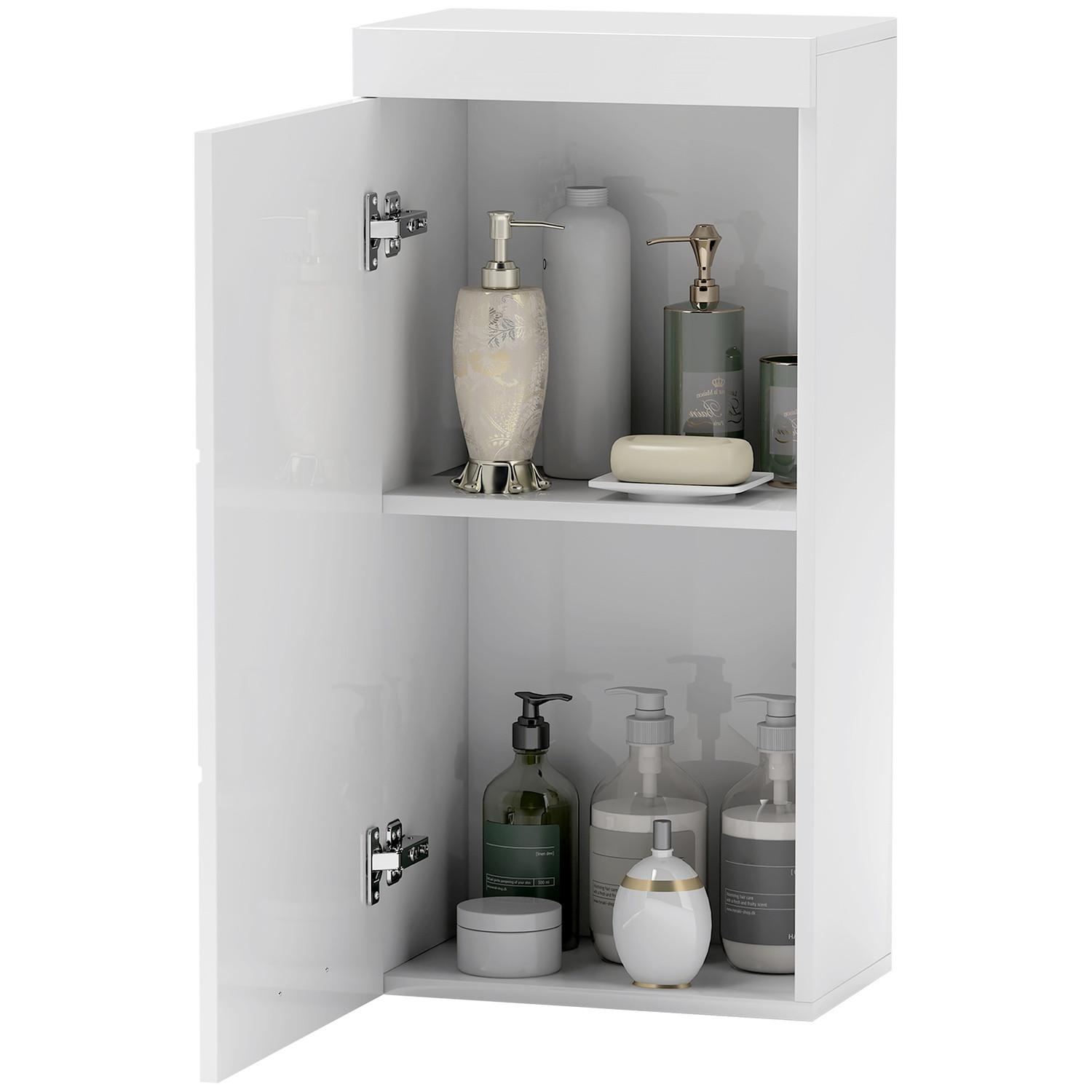 Northio Hängeschrank Wandschrank mit Tür, Badezimmerschrank, Küchenschrank mit 2 Ebenen, Wandmontage Medizinschrank Weiß 37,2 x 24,5 x 76,8 cm Aosom