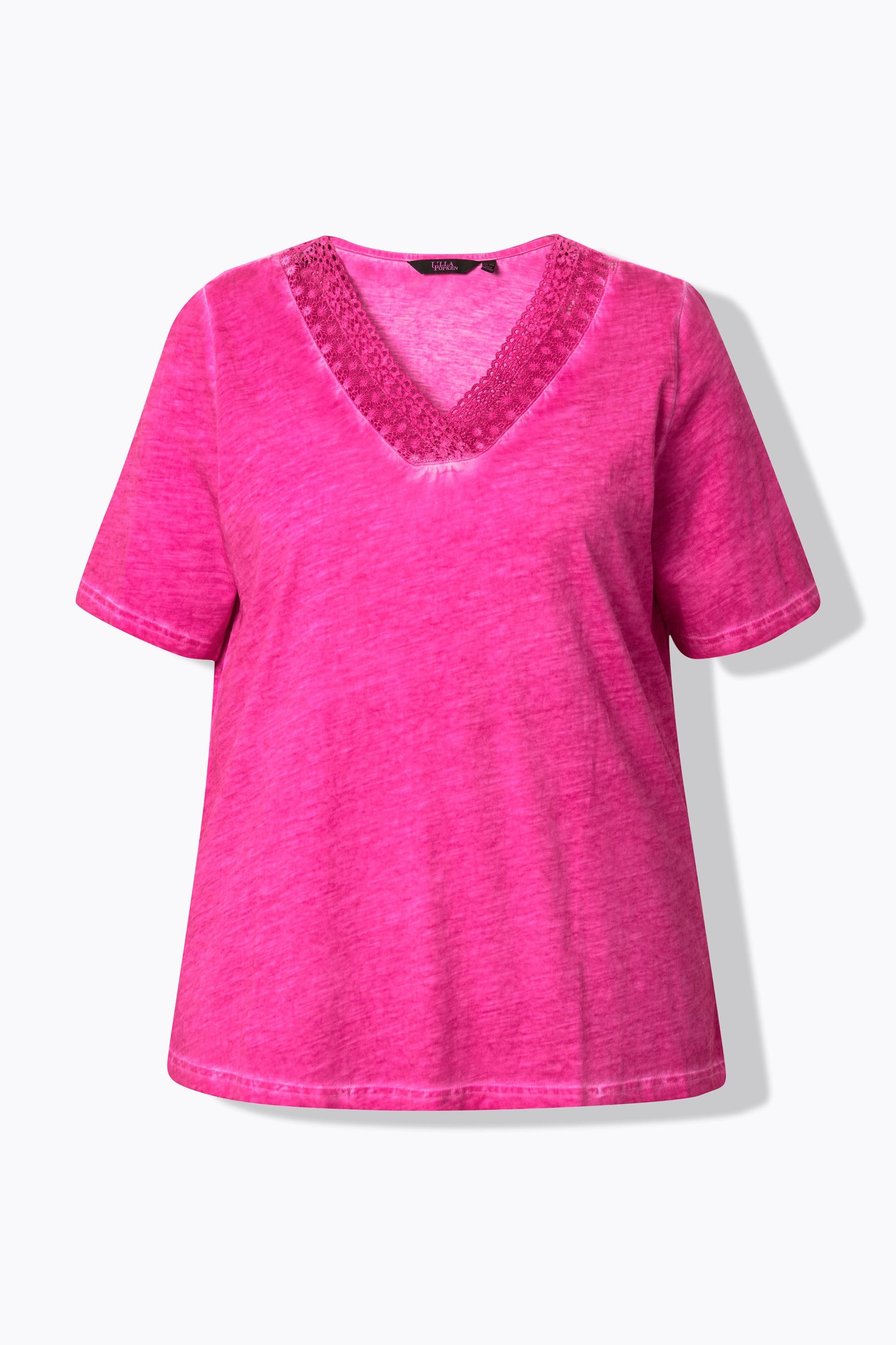 Ulla Popken T-Shirt Spitze Classic V-Ausschnitt Halbarm