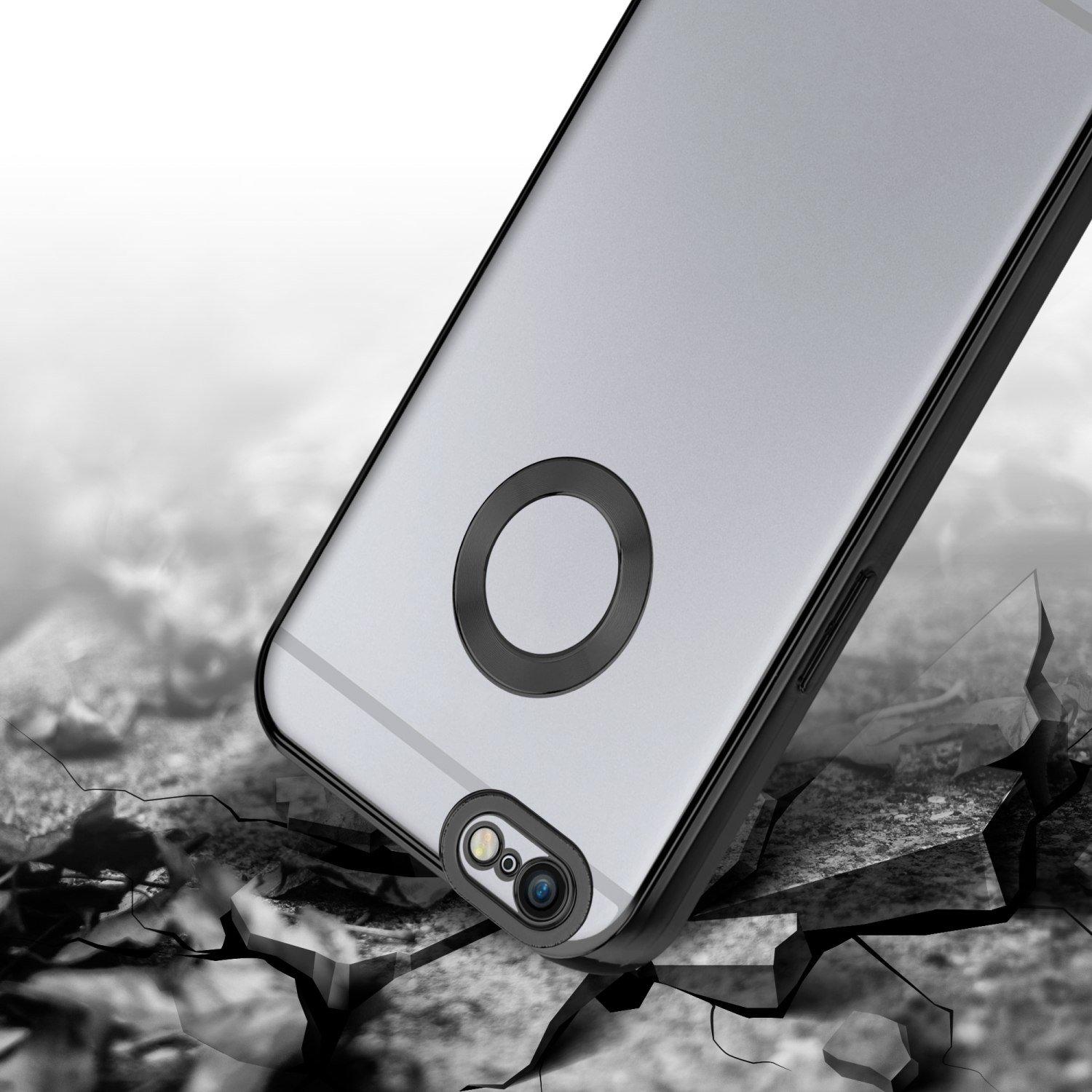Cadorabo Hülle für Apple iPhone 6 PLUS 6S PLUS mit Chrome Applikation