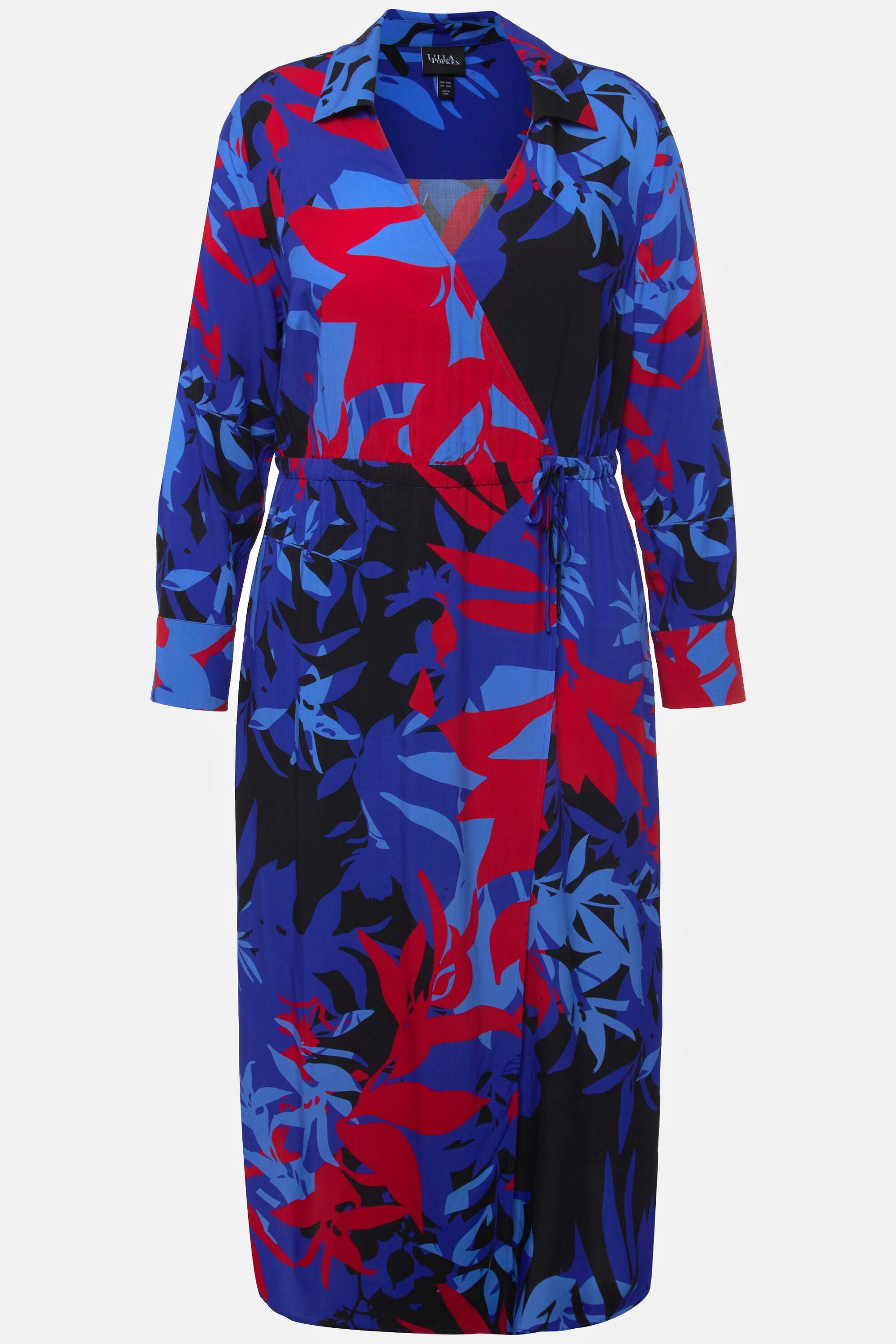Ulla Popken Midikleid floraler Druck A-Linie Langarm